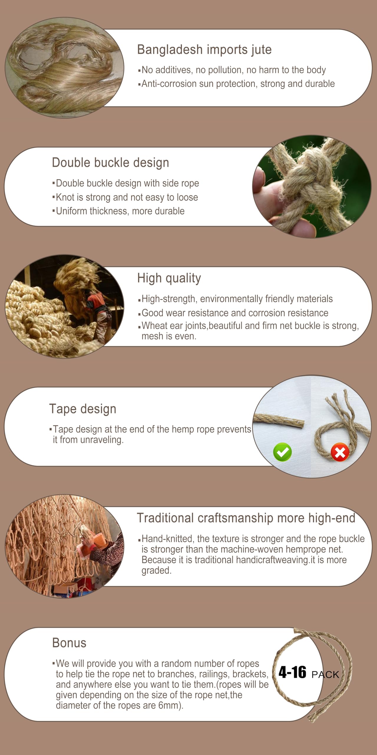 Kids Safety Hemp Rope Net - 10mm Heavy Duty Climbing Net for Tree Houses, Balconies, Stairs & Playgrounds | Indoor & Outdoor Child Protection Net for Home & Garden Decor