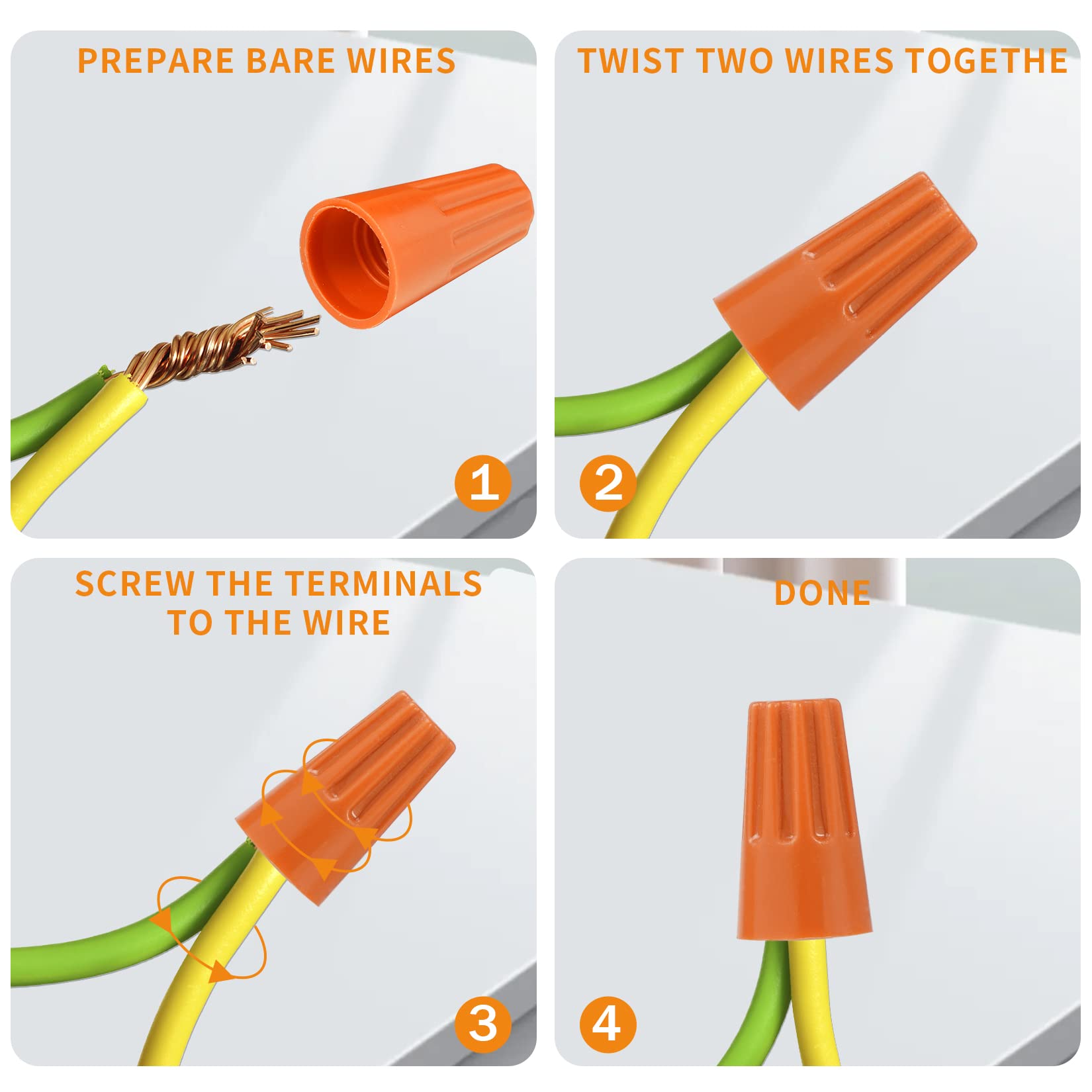 600PCS 18-16 AWG Orange Wire Connectors - Electrical Twist Caps for Quick Secure Connections | Insulating Insert Nuts for Home Wiring, DIY Projects & Electrical Repairs | Durable Wire Assortment for Electricians & Handymen