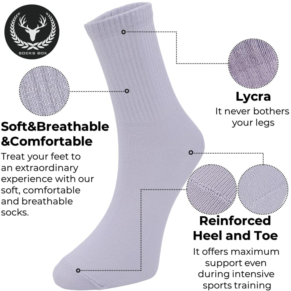 Women's Cotton Crew Socks - 3/5/10/15 Pack Soft Comfortable Everyday Socks for Work, Gym & Casual Wear