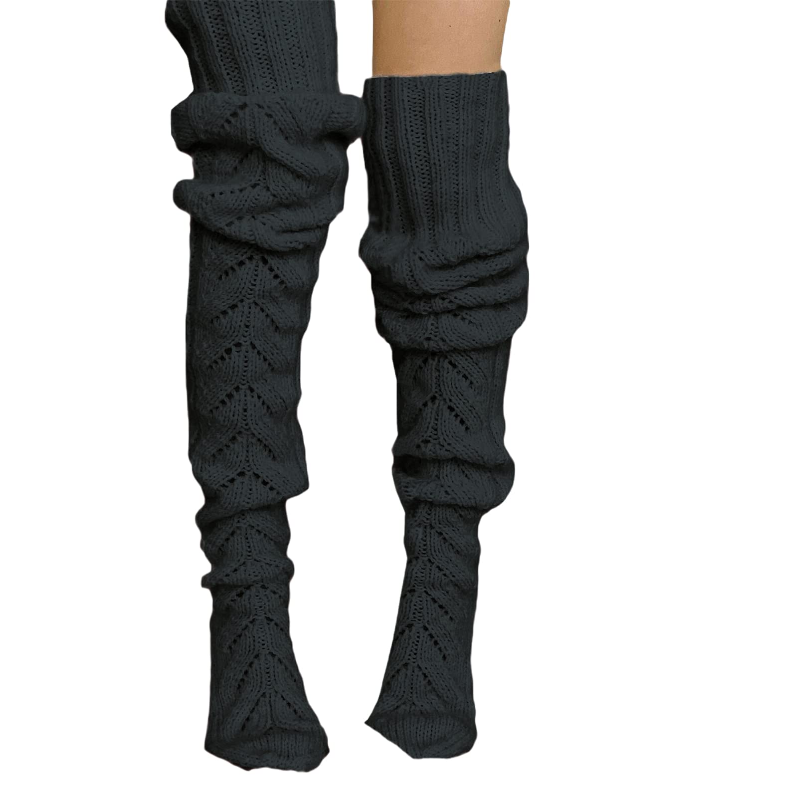 Women's Plus Size Cable Knit Thigh High Boot Socks - Extra Long Winter Leg Warmers for Women - Cozy Warm Socks for Boots, Snow Days & Cold Weather Outfits