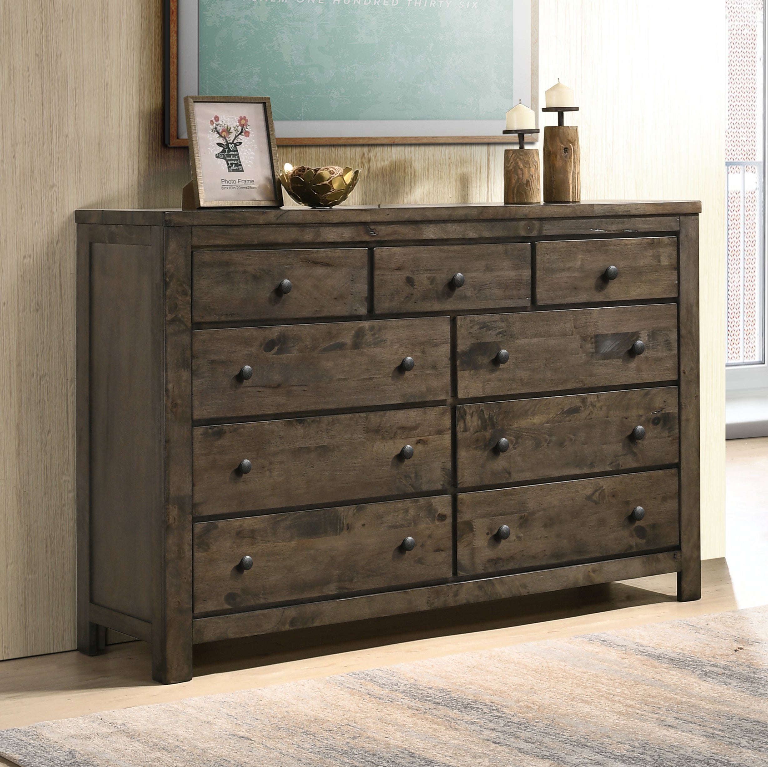 Pavita Weathered Distressed Dresser - Vintage Wooden Chest of Drawers for Bedroom Storage | Farmhouse & Rustic Home Decor | Perfect for Bedroom, Living Room, or Entryway Organization