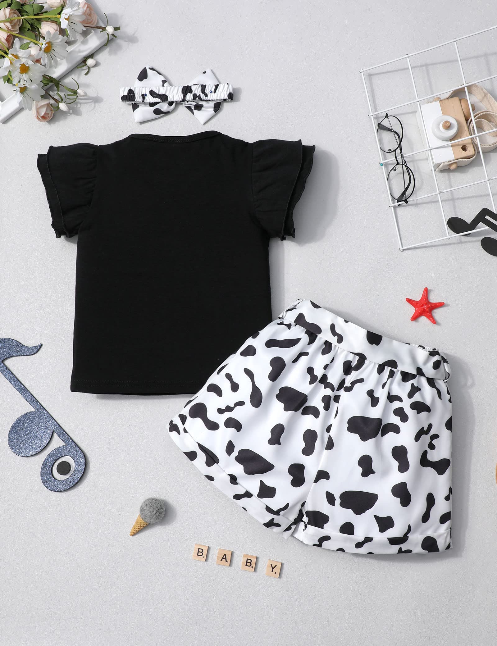 Adorable MIGU Toddler Girl Summer Outfit Set - Cute T-Shirt, Shorts & Headband 3-Piece Clothing Combo | Perfect for Playdates, Beach Trips & Birthday Gifts