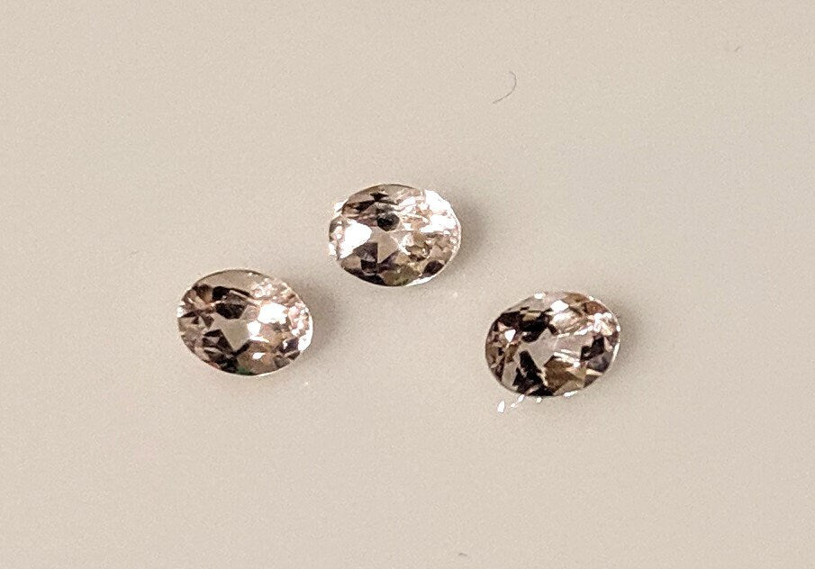 3-Piece Wholesale Lot of Natural Light Pink Morganite Gemstones - 5x4mm Oval, 1tcw+, VVS Eye Clean for Jewelry Making & Bulk Purchases - Perfect for Engagement Rings, Earrings & Necklaces