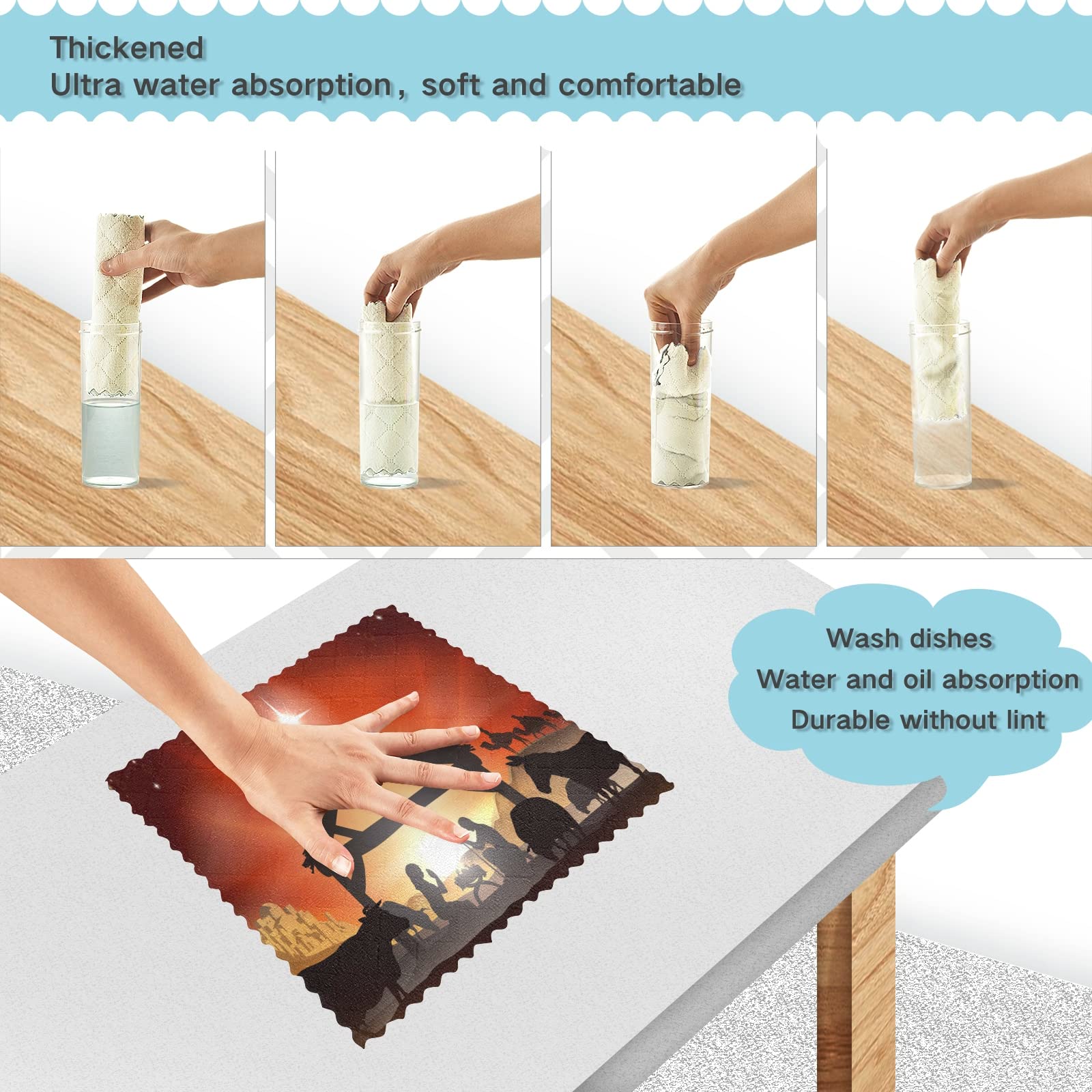 ALAZA Super Absorbent Lint-Free Dish Towels Set of 6 - 11