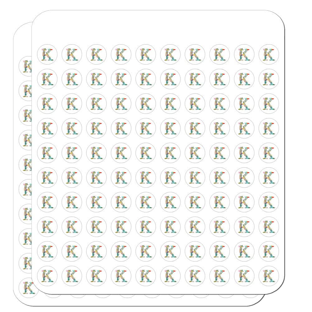 Floral Monogram Letter K Stickers for Planner, Calendar, Scrapbooking & Crafting - Perfect for DIY Journals, Bullet Journals, and Stationery Decoration