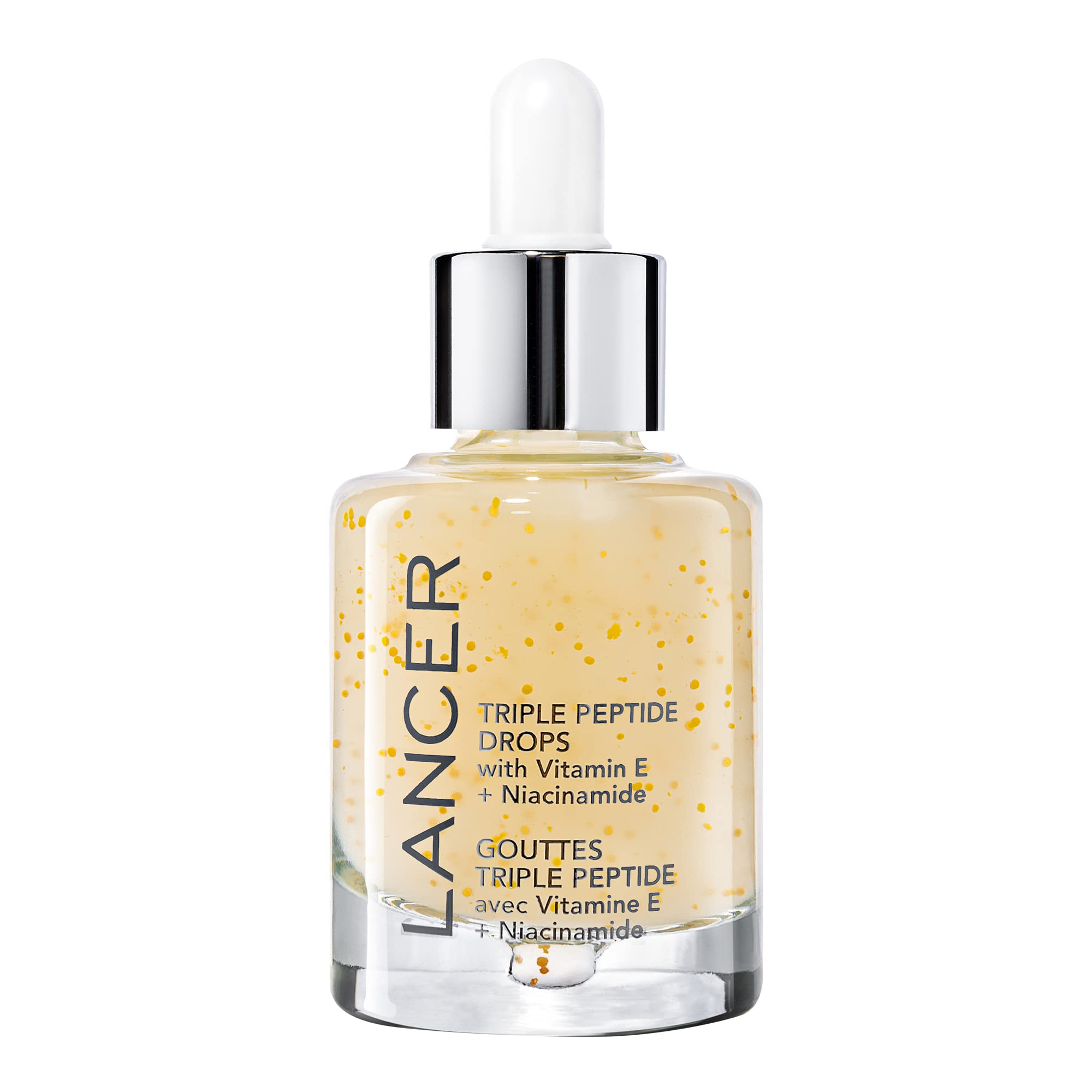 Lancer Skincare Triple Peptide Drops with Vitamin E & Hyaluronic Acid - Anti-Aging Face Serum for Daily Hydration & Wrinkle Reduction (1 Fl Oz) - Perfect for Morning & Night Skincare Routine