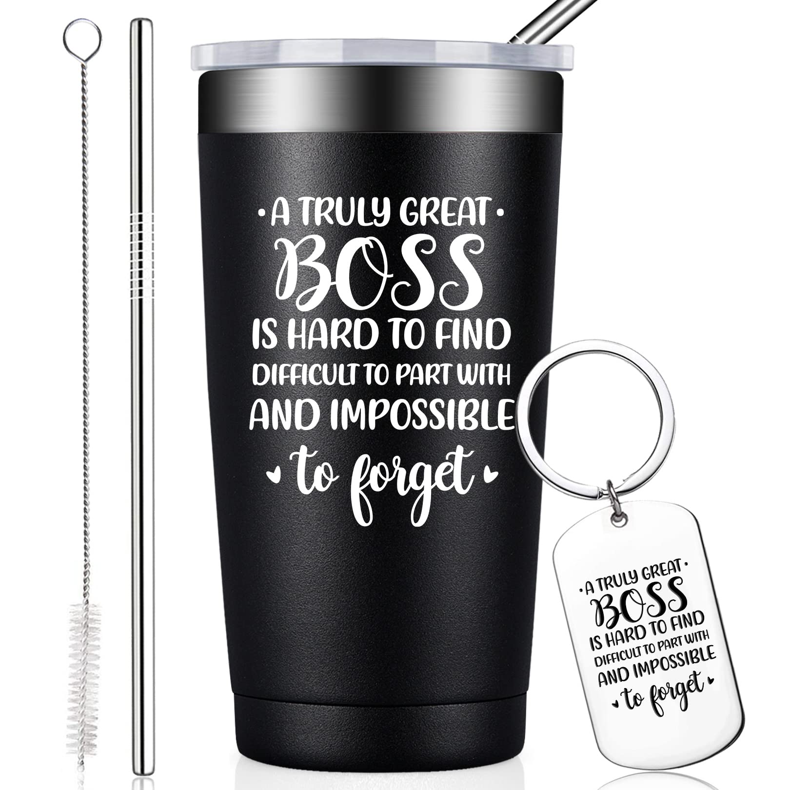 20oz Insulated Tumbler with Straw & Lid - Perfect Boss Gift for Retirement, Birthday, Christmas, Appreciation - Ideal for Managers, Supervisors & Leaders (Men & Women) - Great for Office, Commuting & Outdoor Use