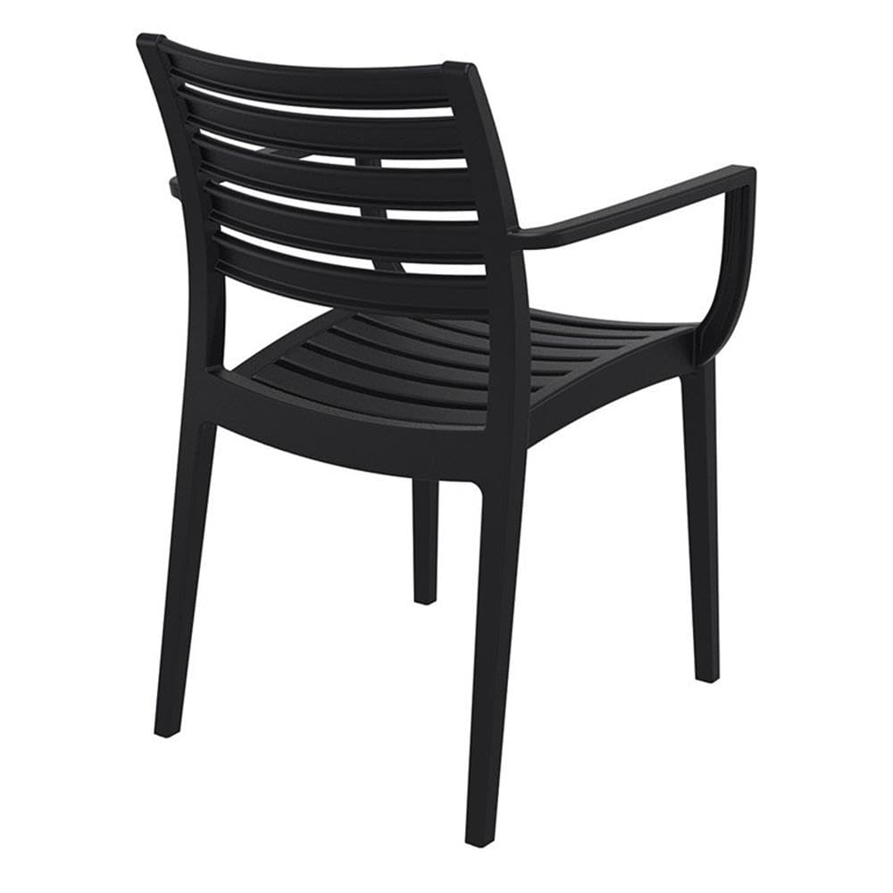 Artemis Outdoor Patio Dining Arm Chairs Set of 2 - Weather-Resistant Black Metal Garden Chairs for Backyard, Poolside, and Restaurant Outdoor Seating