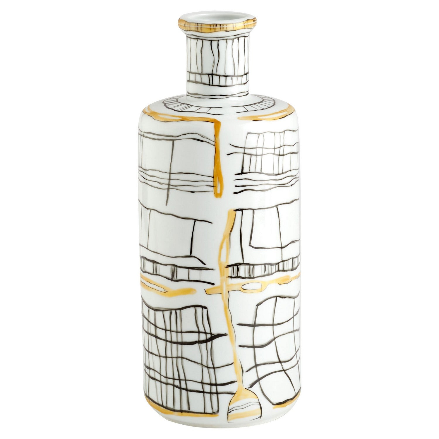 Cyan Design 11429 Lindus Vase - Small Black & White Ceramic Decorative Vase for Home, Office, Wedding, or Gift