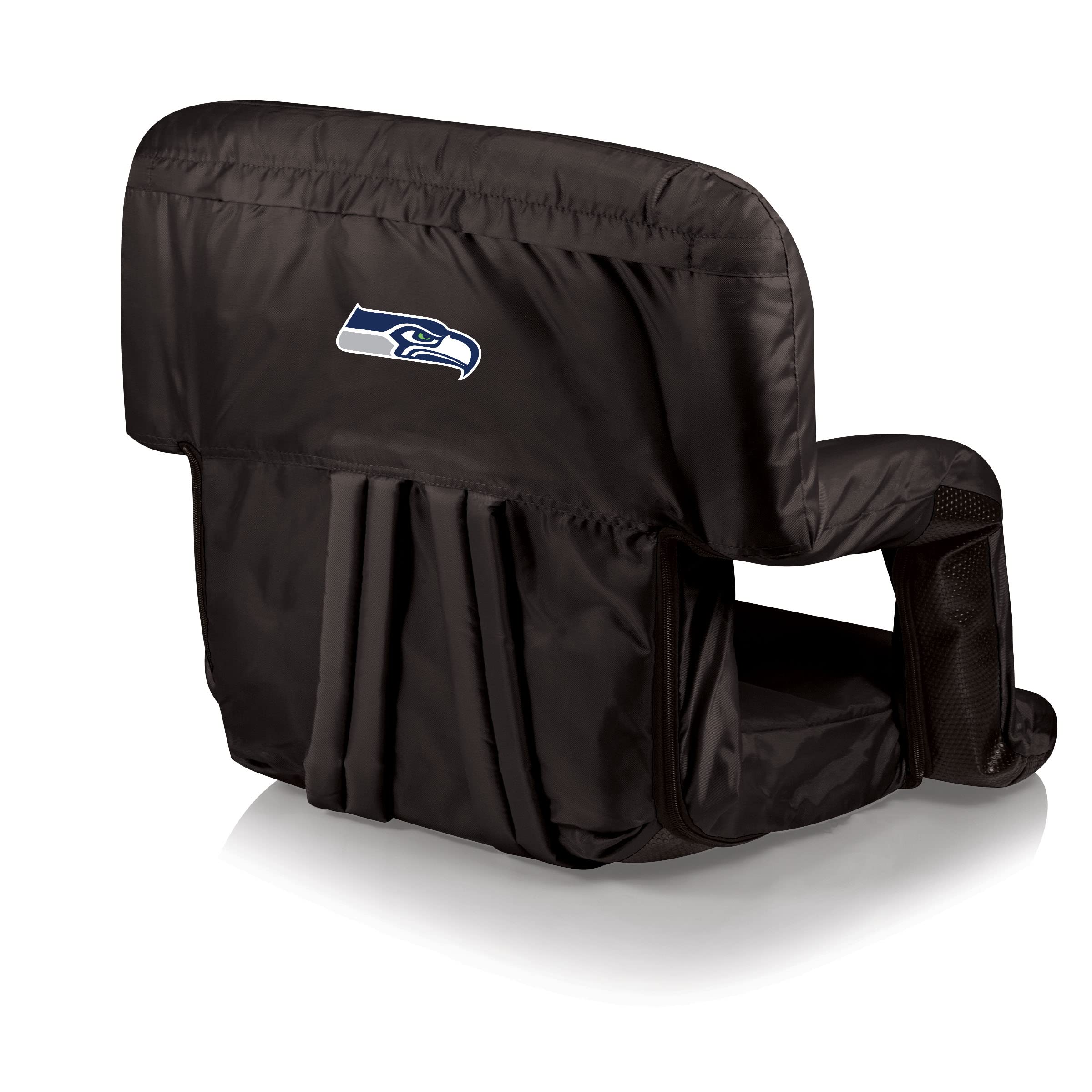 PICNIC TIME Black Seattle Seahawks Ventura Portable Recliner Chair - Lightweight Folding Camping Chair for Outdoor Sports, Beach, Tailgating & Football Games