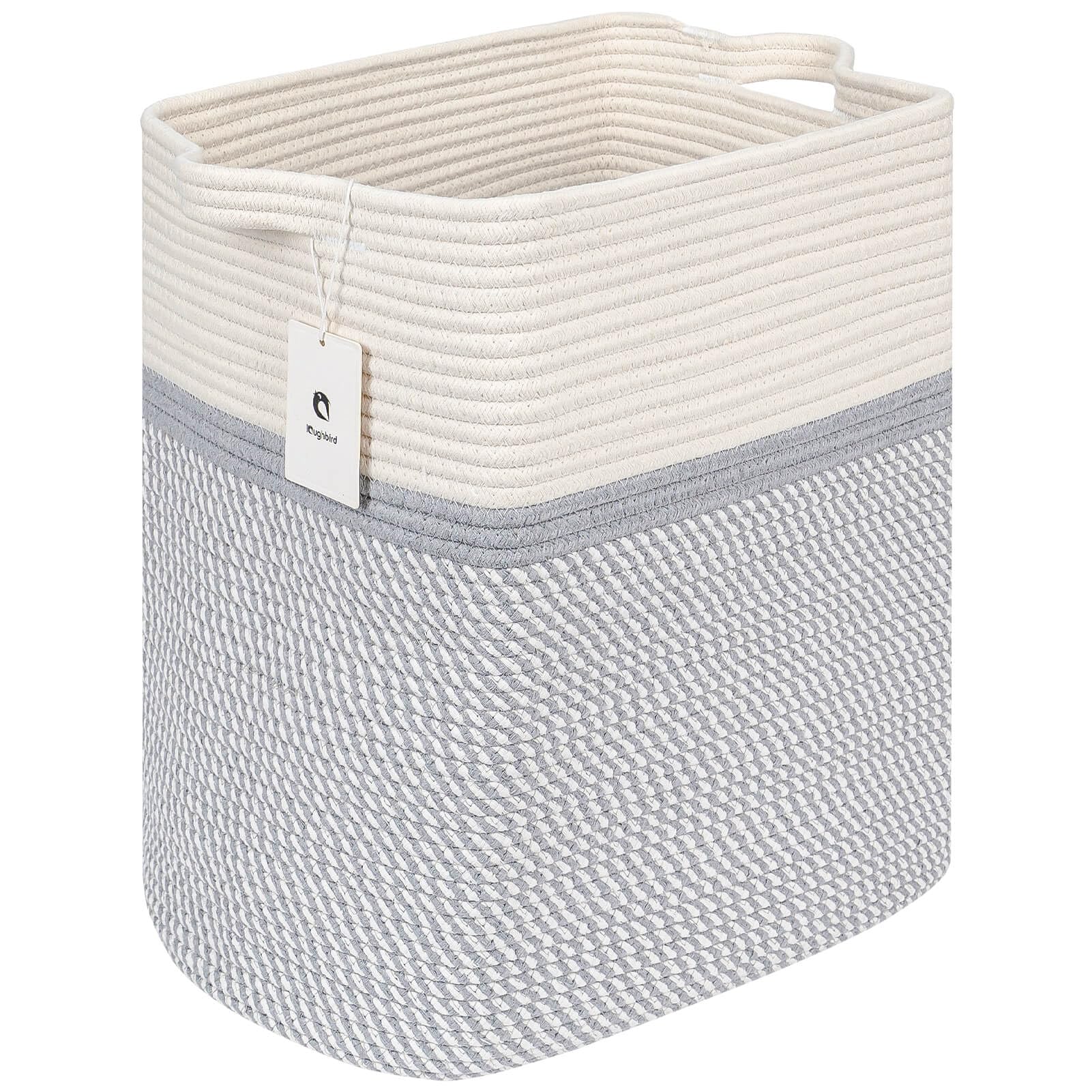 Laughbird Large Woven Storage Basket - Collapsible Cotton Rope Basket for Laundry, Toys & Blankets | Home & Nursery Organizing