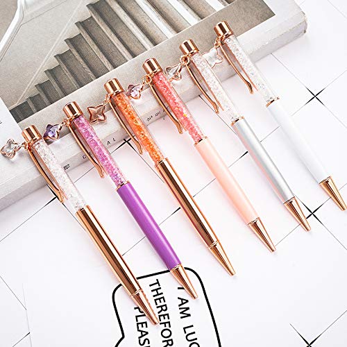 3-Pack Aisi Rose Gold Metal Ballpoint Pens with Crystal Diamonds - Slim, Retractable, Elegant Writing for Office, School & Gift Giving