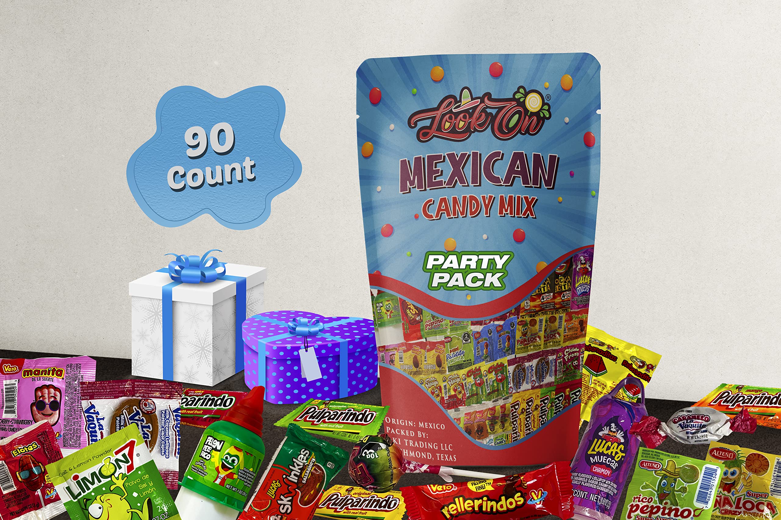 Spicy Mexican Candy Assortment - Lucas, Pelon Pelo Rico, Pulparindo (90 Count) for Parties & Gifts