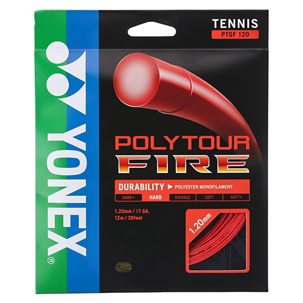 YONEX Poly Tour Fire Tennis String Set - High-Performance Tennis String for Durability & Spin (2/4/6/8-Pack Options) | Perfect for Competitive Play & String Replacement