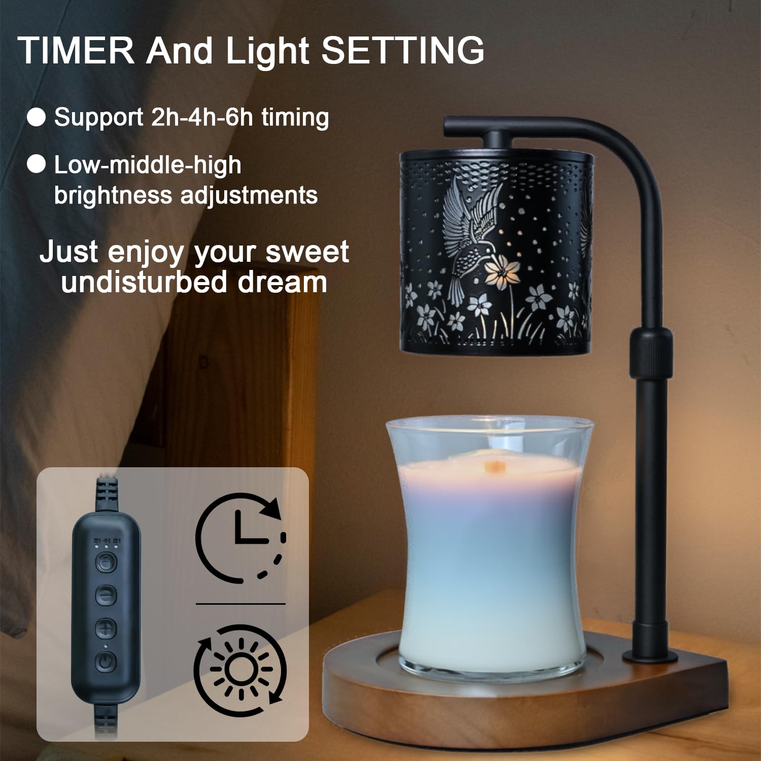 Hummingbird Candle Warmer Lamp with Timer - Perfect Birthday & Housewarming Gift, Jar Candle Warmer with 2 Bulbs for Home Decor, Romantic Dinner, Spa Relaxation & Holiday Ambiance