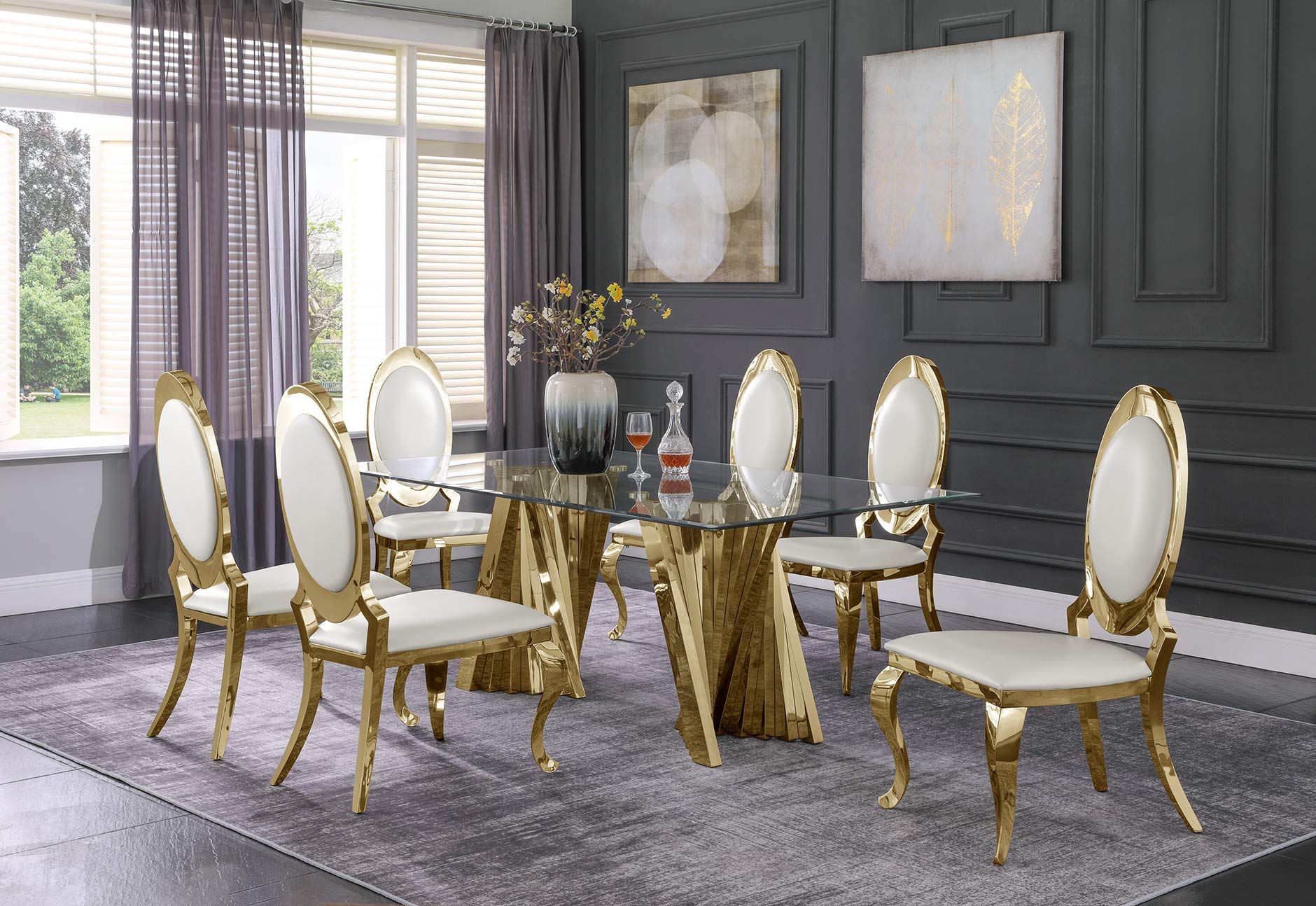 Modern 6-Piece White Dining Room Set - D02-6SC187 Furniture for Small Spaces | Perfect for Apartments, Breakfast Nooks & Cozy Kitchens