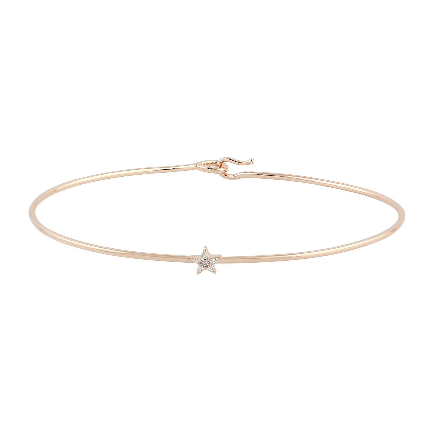 18K Rose Gold Pave Diamond Star Cut Bangle Bracelet for Women - Elegant Jewelry Gift for Anniversary, Birthday & Special Occasions