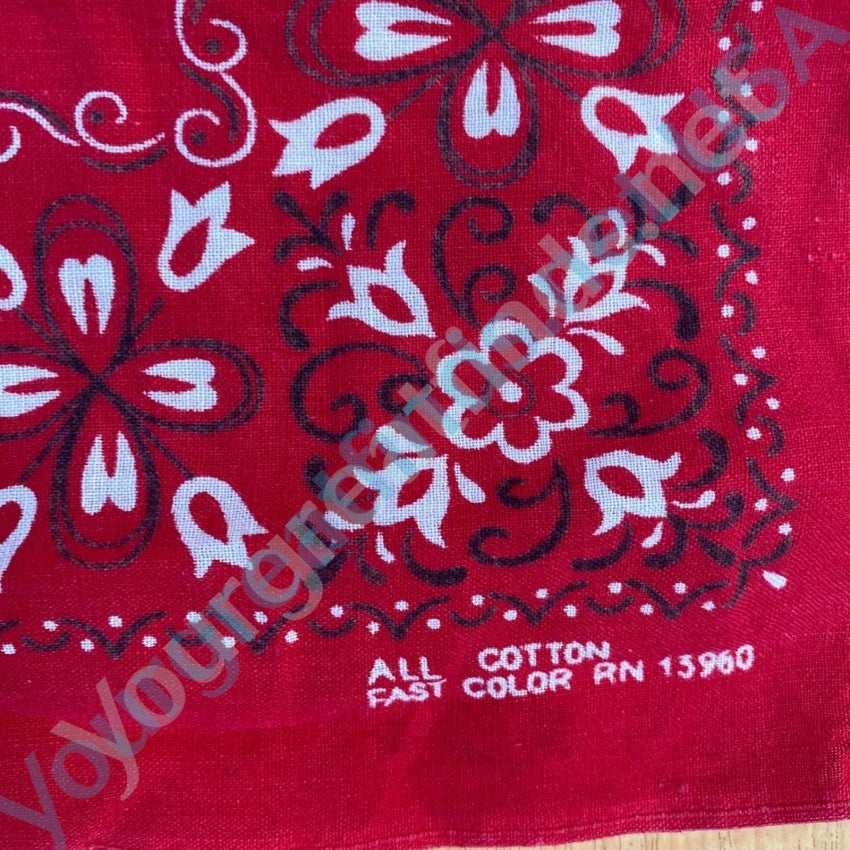 Vintage 1970s Turkey Red Bandana - Fast Color Retro Style Bandana for Men & Women - Perfect for Western Fashion, Cowboy Outfits, and Outdoor Adventures
