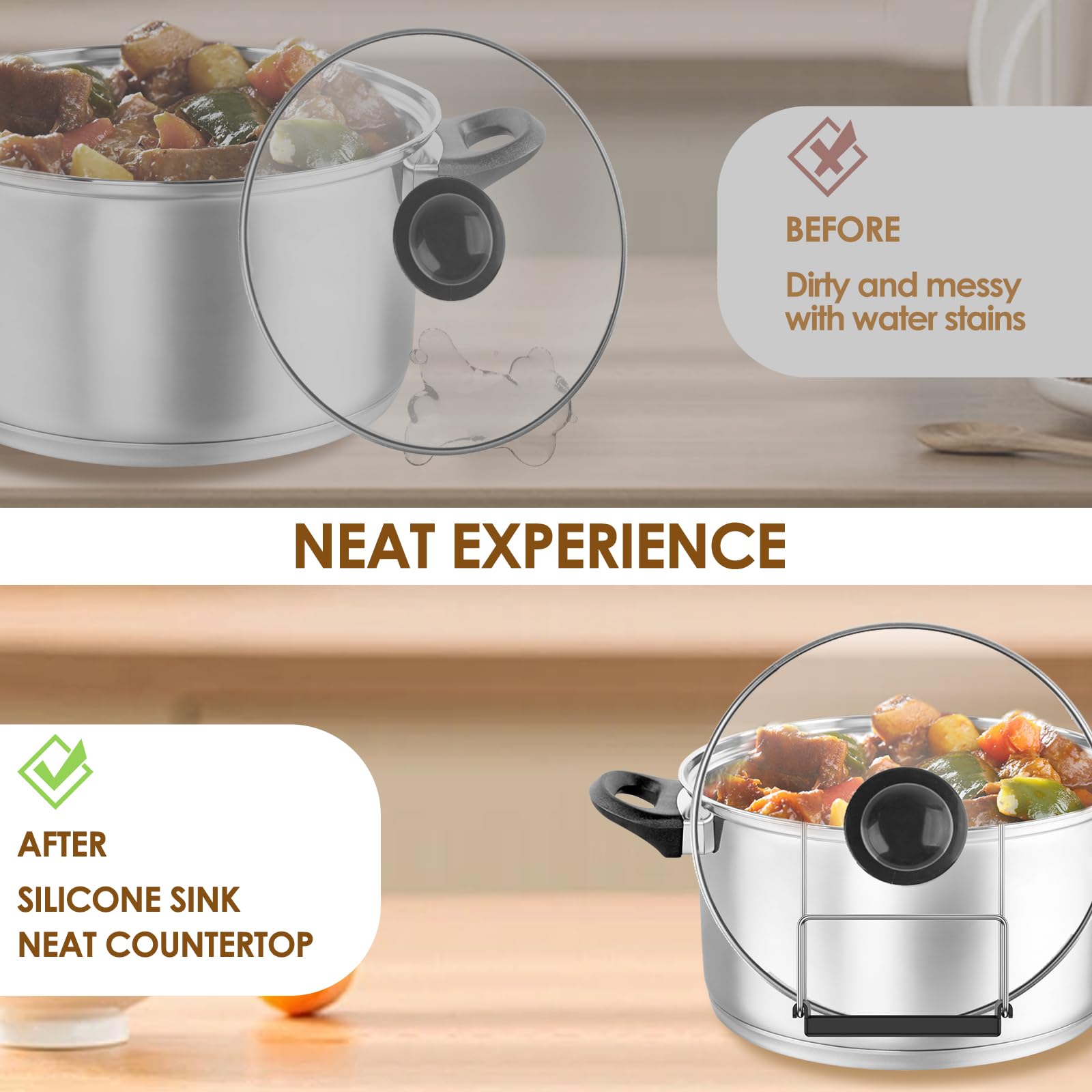 2 Pack Stainless Steel Slow Cooker Lid Holder - Hands-Free Crock Pot Lid Organizer with Silicone for Most Slow Cookers - Keeps Countertops Clean - Perfect for Kitchens, Cooking, and Meal Prep (Black)
