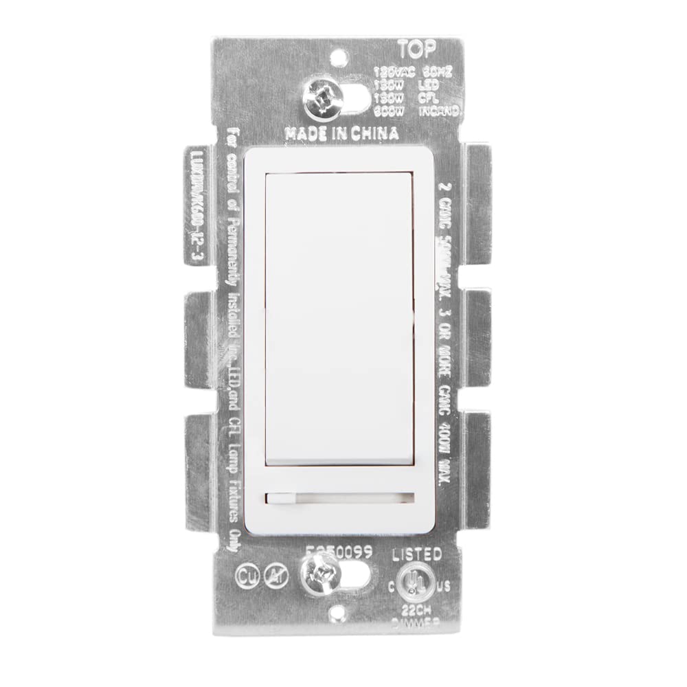 Maxxima 10 Pack LED Slide Dimmer Rocker Switch & Screwless Wall Plate Combo Kit - Dimmable Light Control for Home, RV, Marine, and DIY Electrical Projects