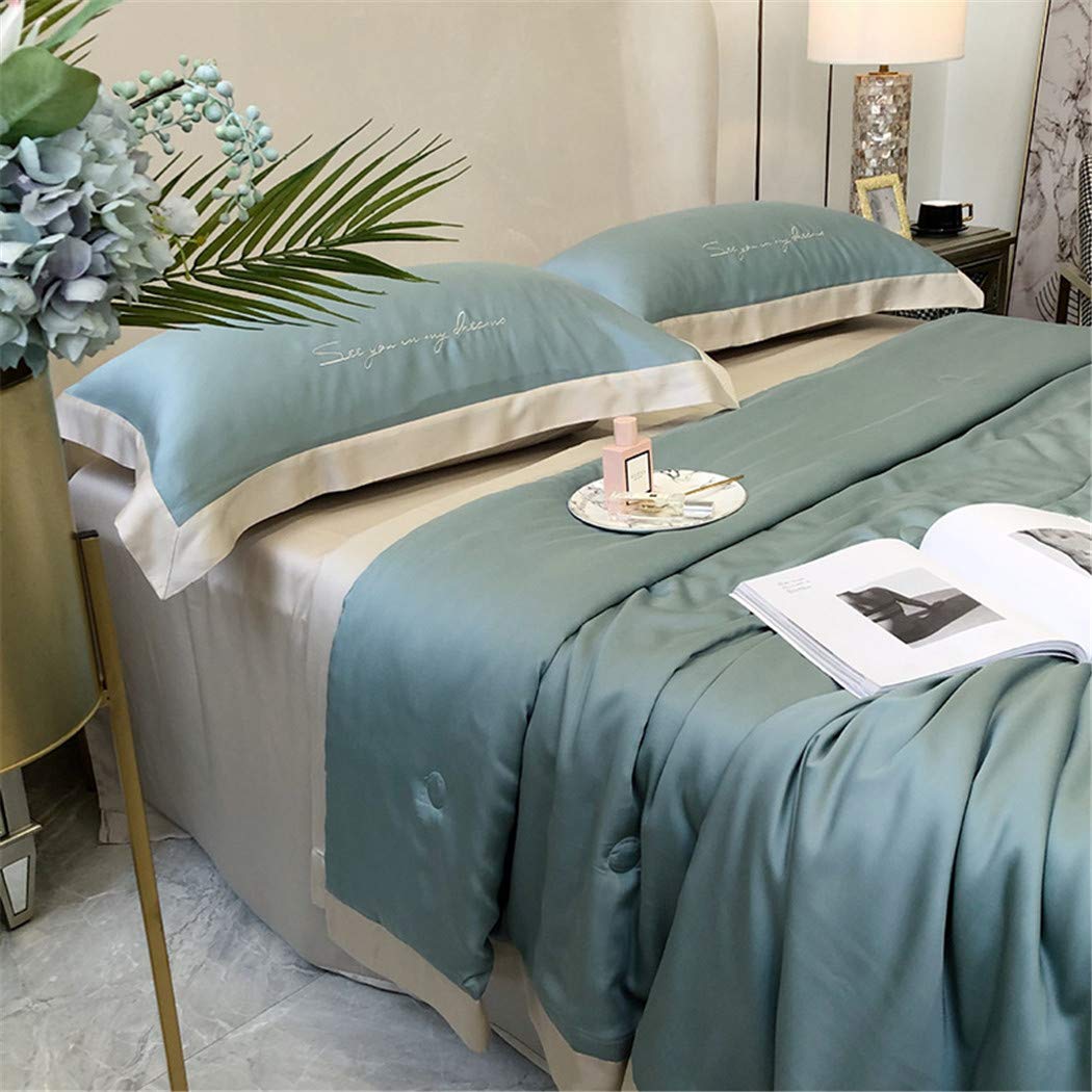 LOIUYBM 600TC Luxury Queen Size Bedding Set - 4 Piece Silk Quilt Cover with Pillowcases, Breathable Summer Blanket & Bed Sheets for Cool Comfort | Perfect for Master Bedroom, Guest Room & Hotel Use
