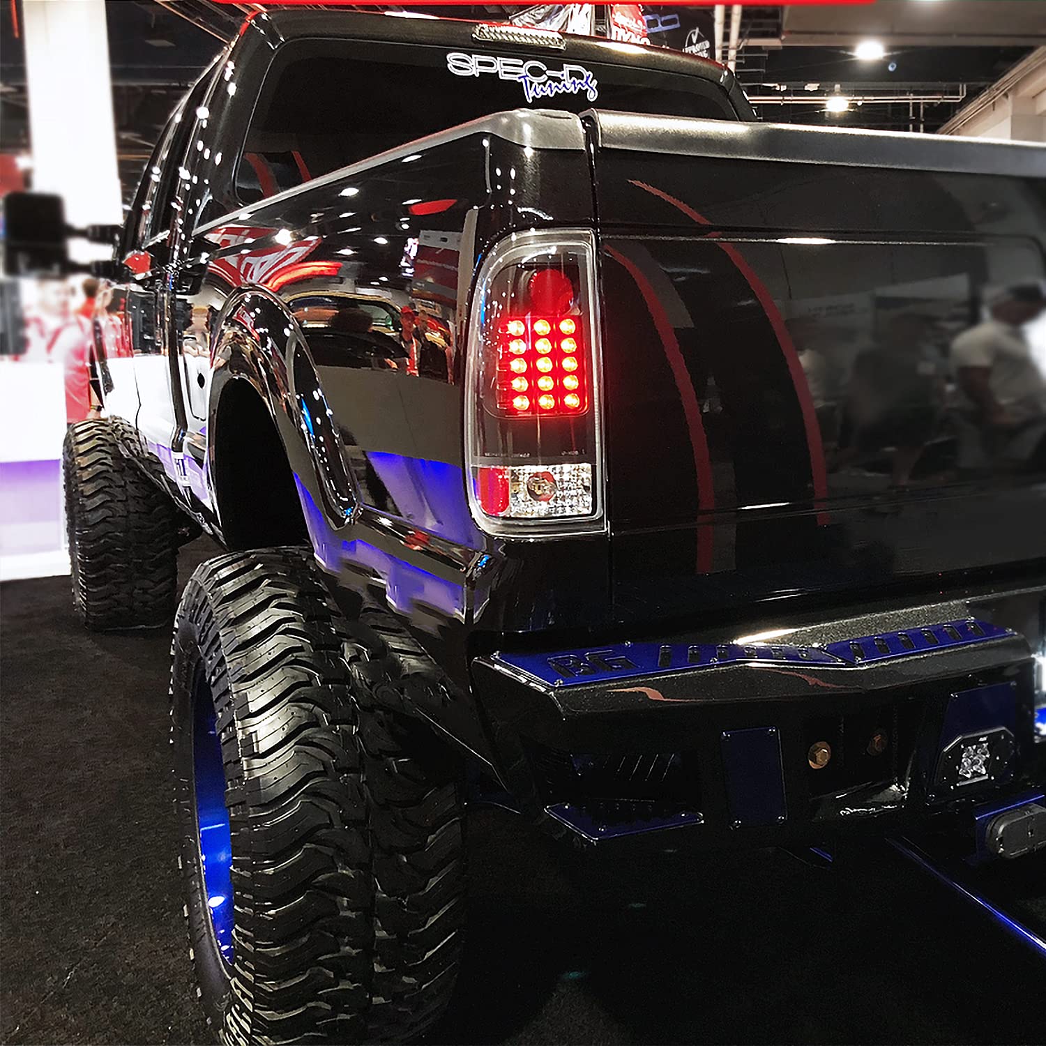Spec-D Tuning Black LED Tail Lights for 2008-2016 Ford Super Duty F250 F350 F450 F550 - Left & Right Pair Assembly - Durable & Bright LED Brake Lights for Enhanced Night Visibility & Style