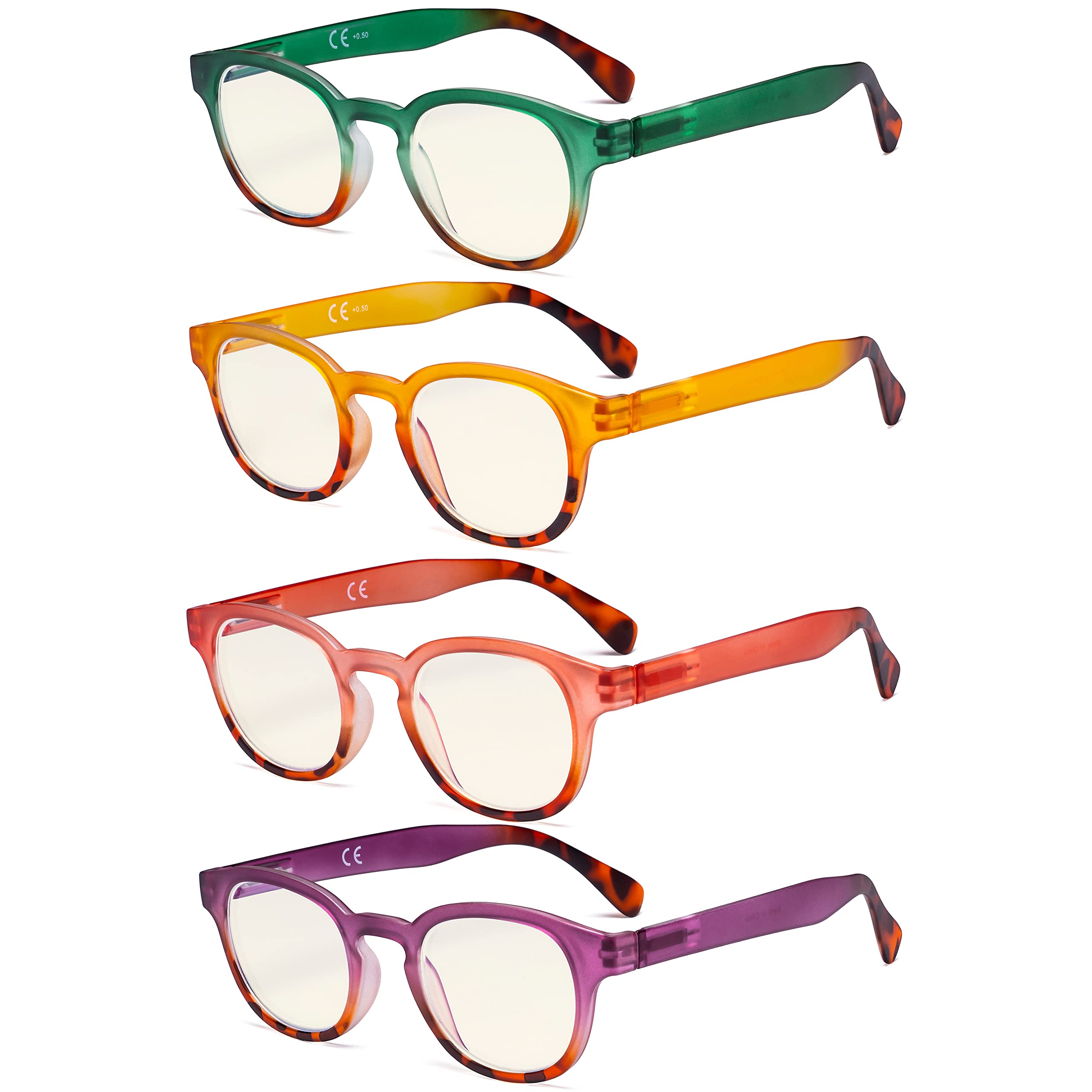 Eyekepper 4 Pack Blue Light Blocking Glasses for Women - Anti Glare Computer Glasses with 0.00 Magnification for Office Work, Gaming & Screen Time Protection