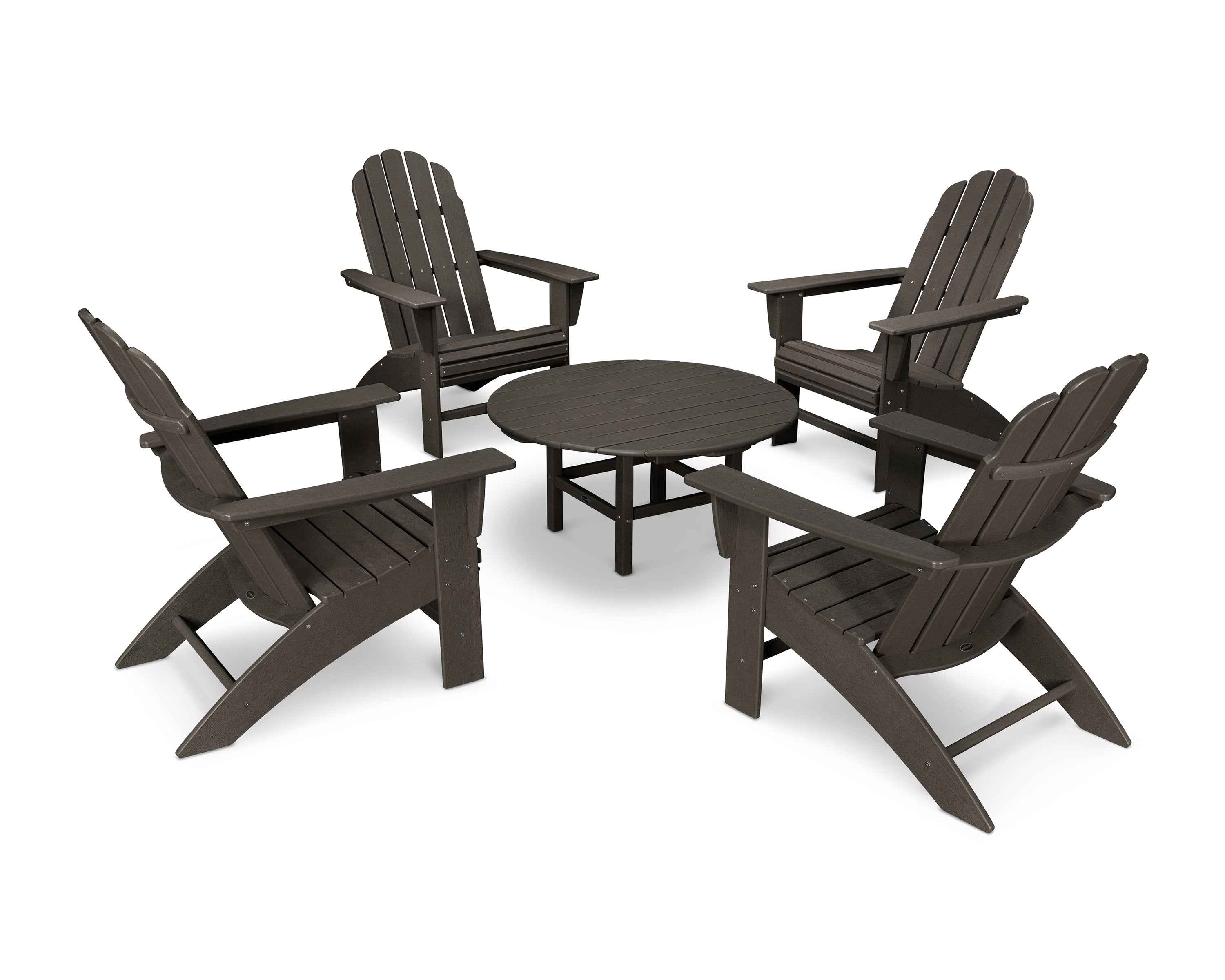 POLYWOOD Vineyard 5-Piece Oversized Adirondack Outdoor Patio Furniture Set - Perfect for Backyard, Poolside & Garden Relaxation