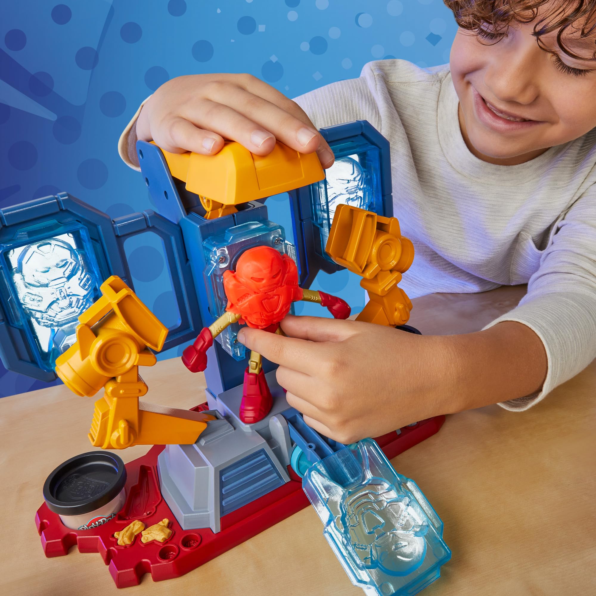 Play-Doh Marvel Iron Man Armor Maker Lab Playset with Lights & Sounds - Customizable Action Figure Toy for Kids Ages 4+ | STEM Learning & Creative Play | Birthday Gift Idea for Boys & Girls