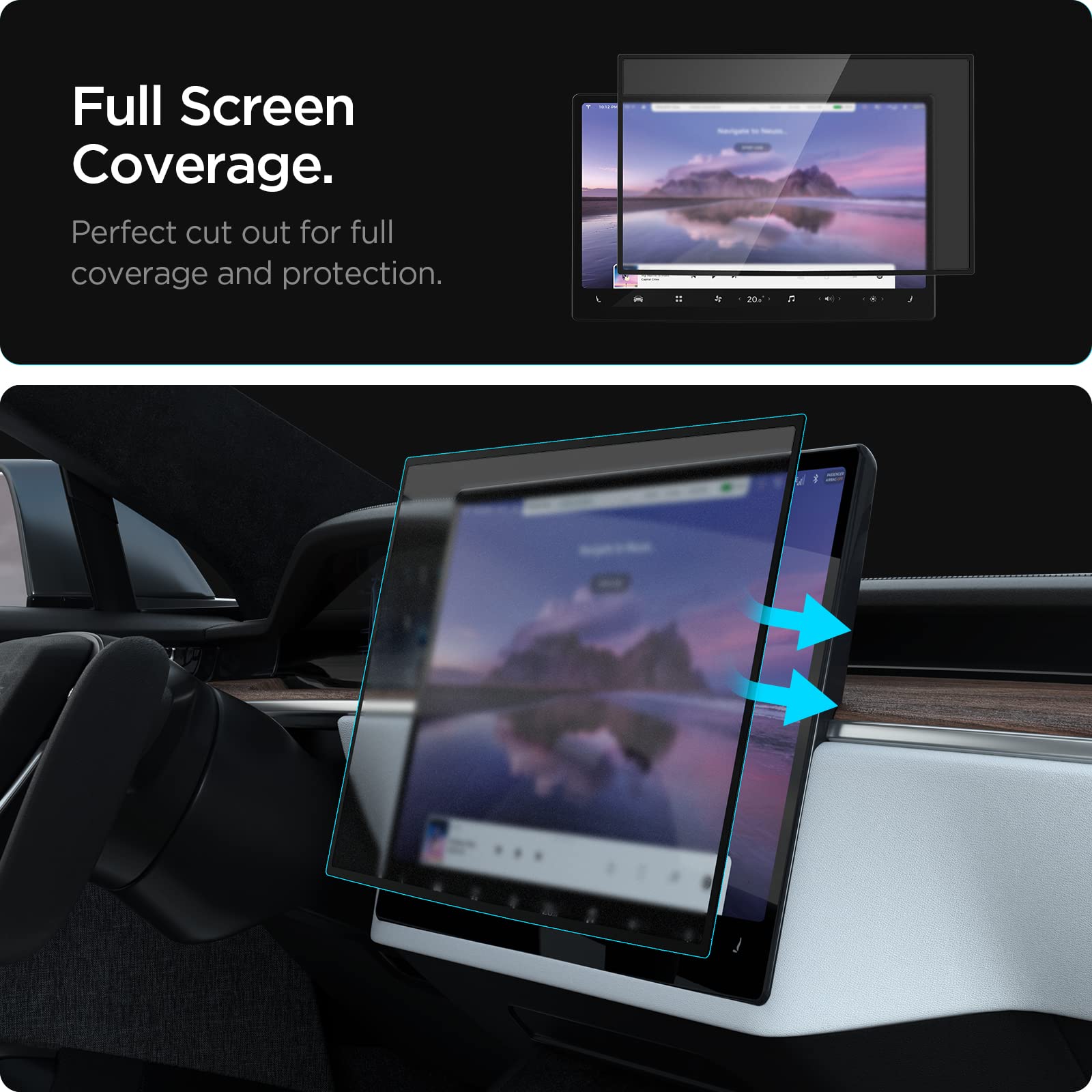 Spigen Tempered Glass Screen Protector for Tesla Model S (2021-2025) & Model X (2022-2025) 17