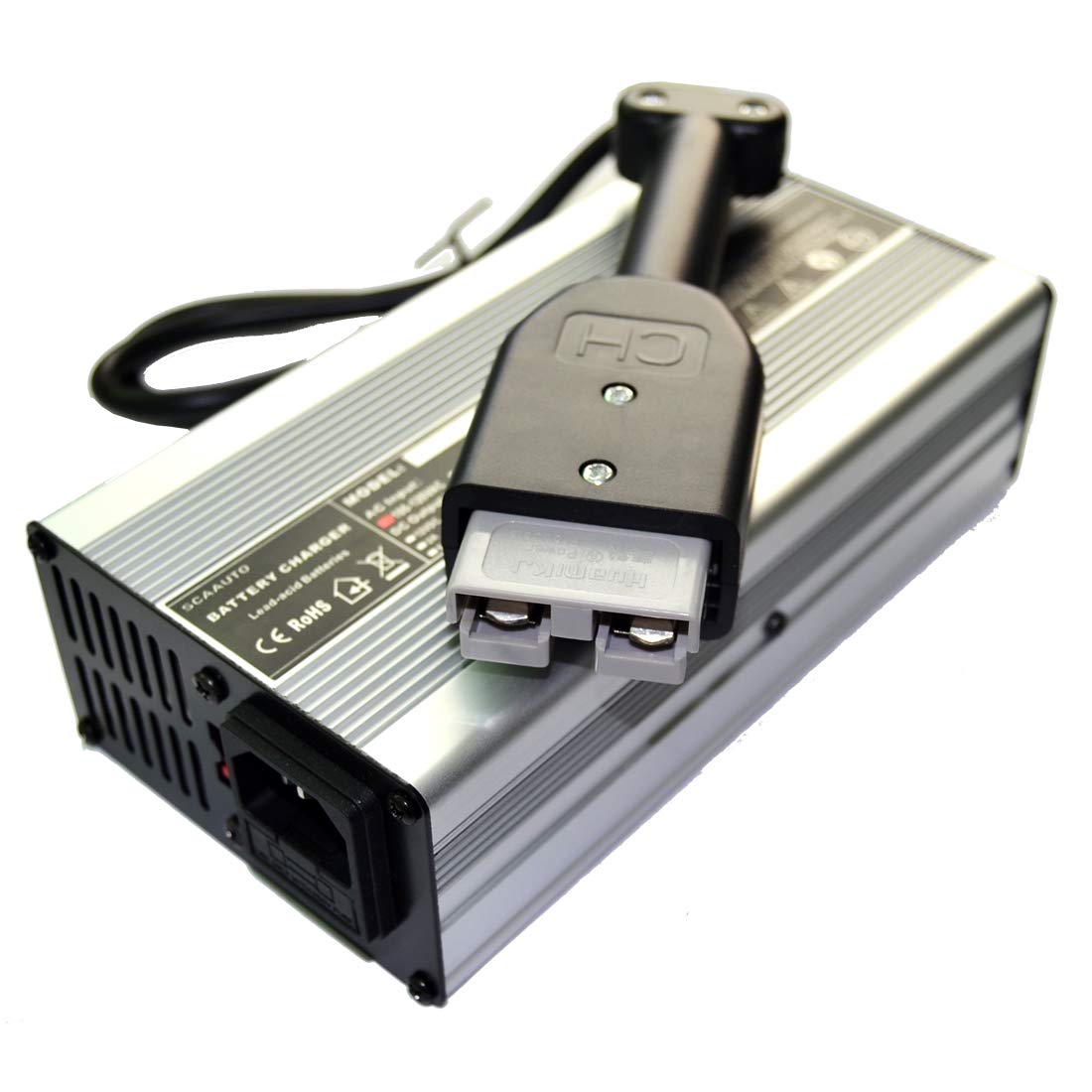 48V 5A Golf Cart Battery Charger for Trojan Batteries - Lightweight & Slim Design with Anderson SB50 Connector & Handle - Compatible with Yamaha, Club Car, EZGO, Marathon Golf Carts (Silver) - Perfect for Home, Golf Course & RV Use