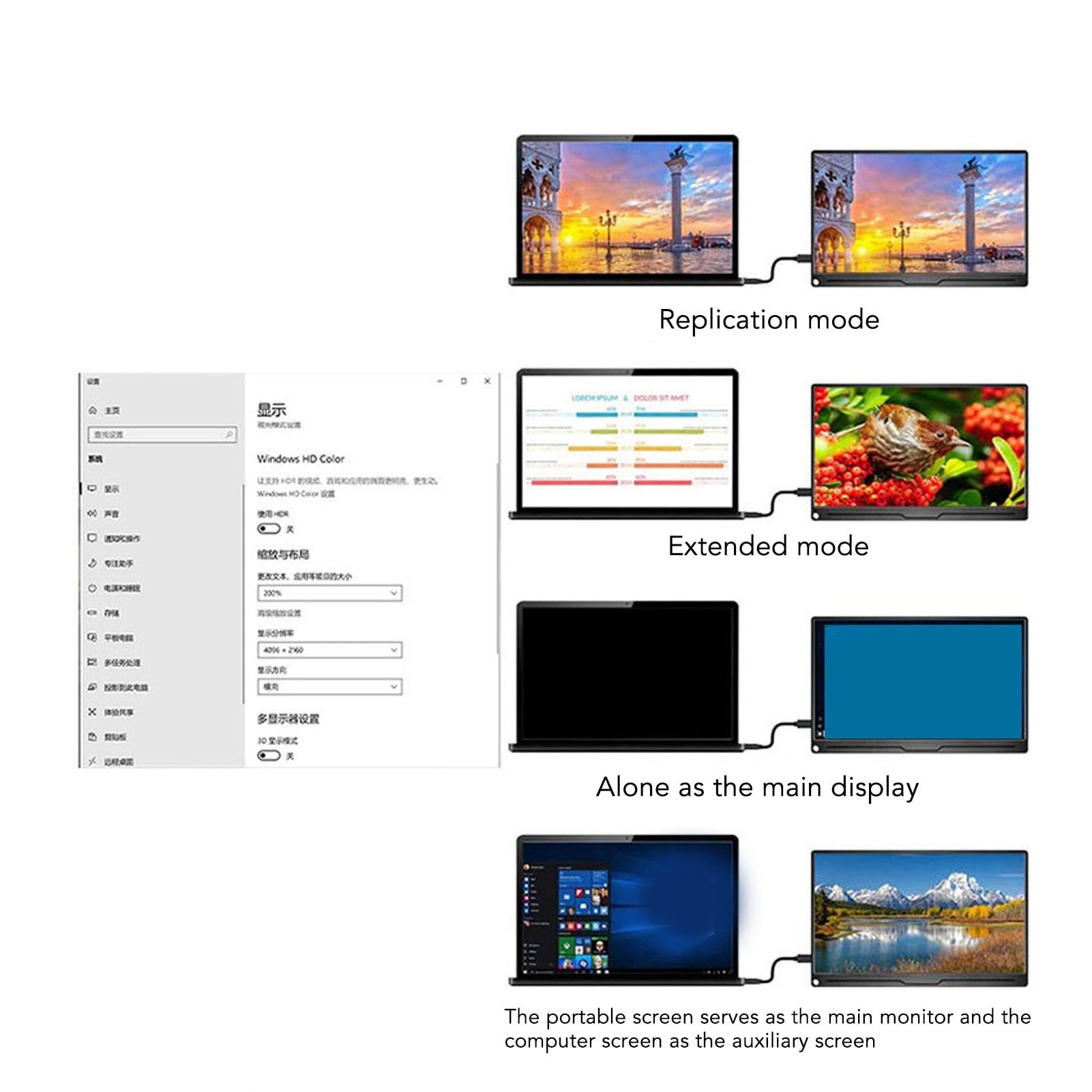 15.6 Inch Portable Monitor - XHTLLO USB Gaming Display with PU Leather Cover, HD Screen Extender for Laptop, Home, Travel & Office Use | Perfect for Remote Work, Gaming & Presentations
