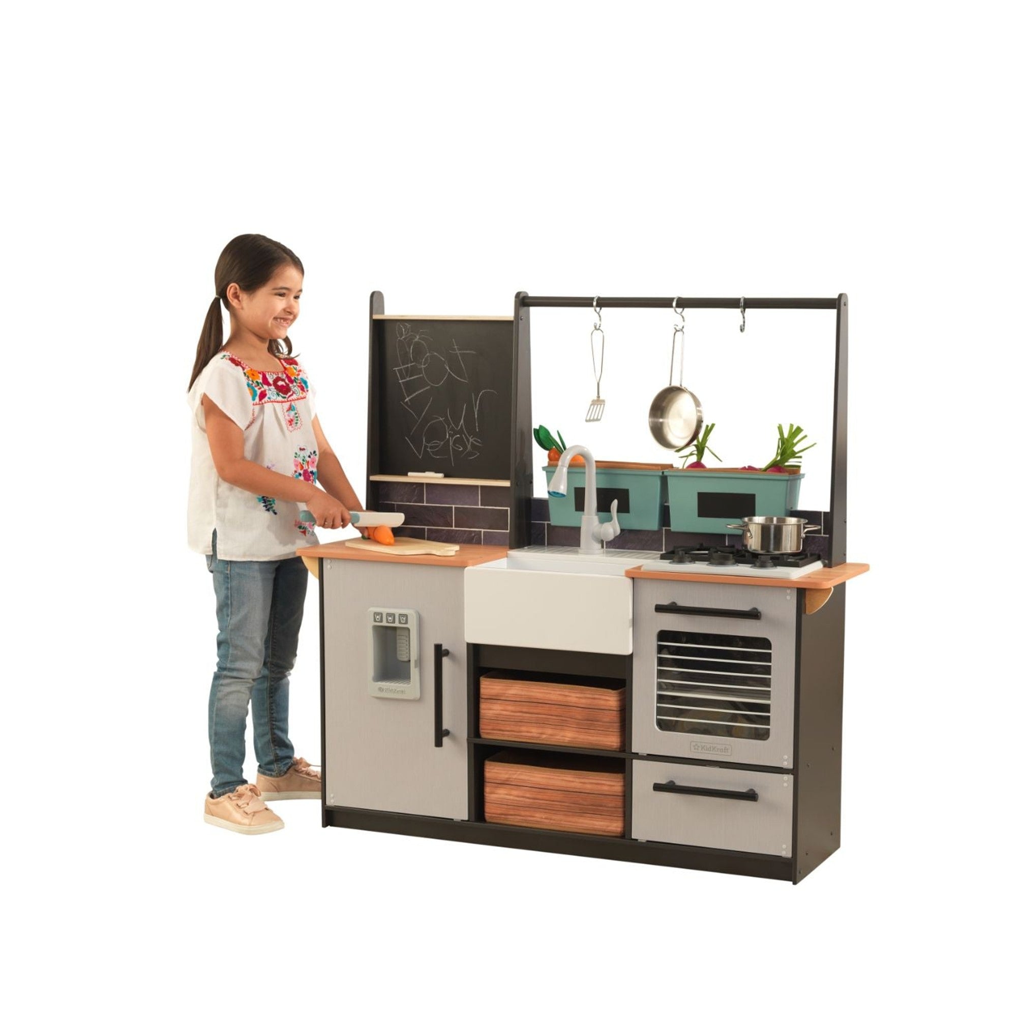 KidKraft Farm to Table Play Kitchen Toy - Wooden Pretend Play Set for Kids with Easy Assembly | Perfect for Imaginative Play, Role-Playing & Early Learning at Home or Preschool