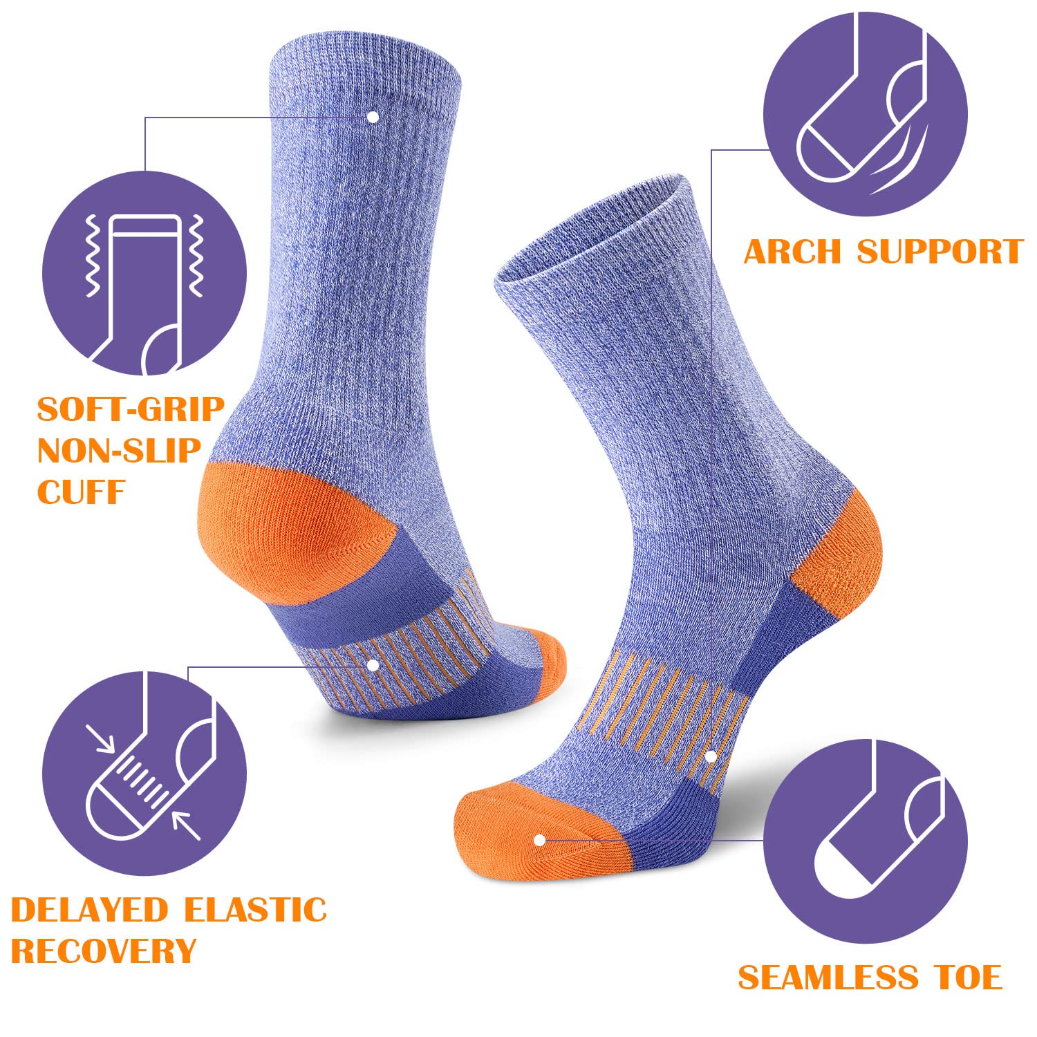 Gonii Women's Thick Cushioned Hiking & Running Athletic Crew Socks - 5 Pairs Pack for Outdoor Sports, Gym Workouts and Daily Comfort