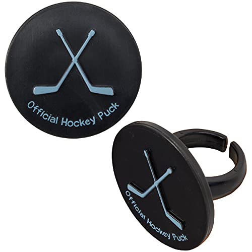 Hockey Goal Cake Topper Set with 12 Puck Cupcake Rings - Perfect for Hockey Birthday Party Decorations & Sports Themed Desserts