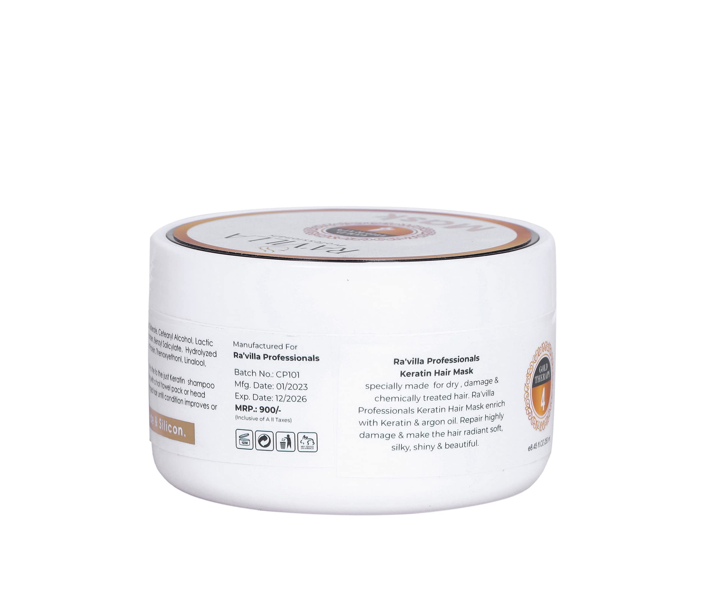 RA'VILLA Keratin Protein Hair Mask - Deep Conditioning Treatment for Dry, Damaged Hair | Salon-Quality Repair at Home | Perfect for Post-Color, Heat Styling & Frizz Control
