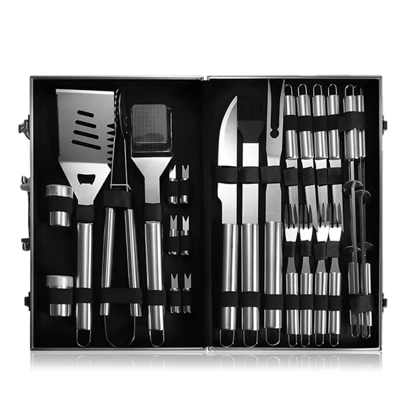 Premium 26-Piece Stainless Steel BBQ Tool Set with Aluminum Storage Case - Heavy Duty Grilling Accessories for Outdoor Cooking, Backyard Parties & Camping