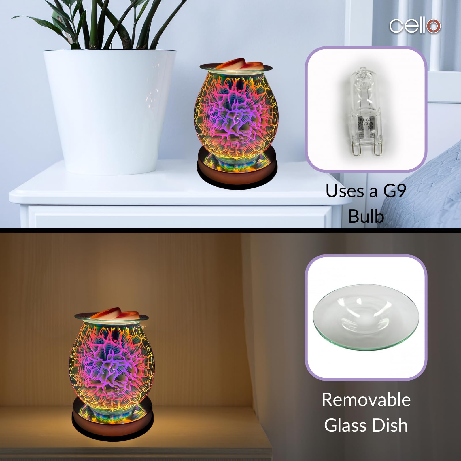 3D Touch Cello Electric Wax Burner with Lightning Fast Heating - Perfect for Home Aromatherapy, Office Relaxation & Spa Treatments