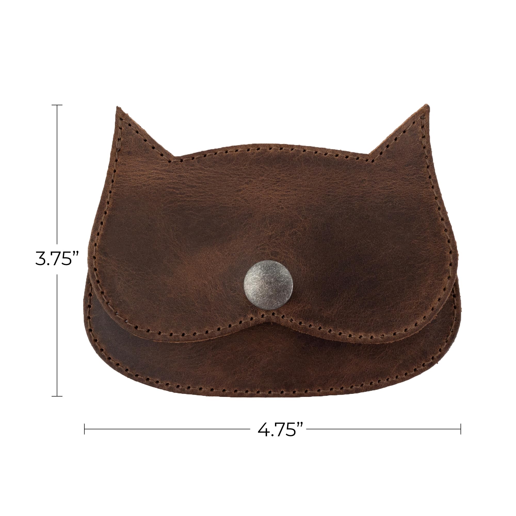 Handmade Full Grain Leather Cat Shape Wallet by Hide & Drink - Bourbon Brown | Stylish & Durable Women's Accessory for Everyday Use & Gift Giving