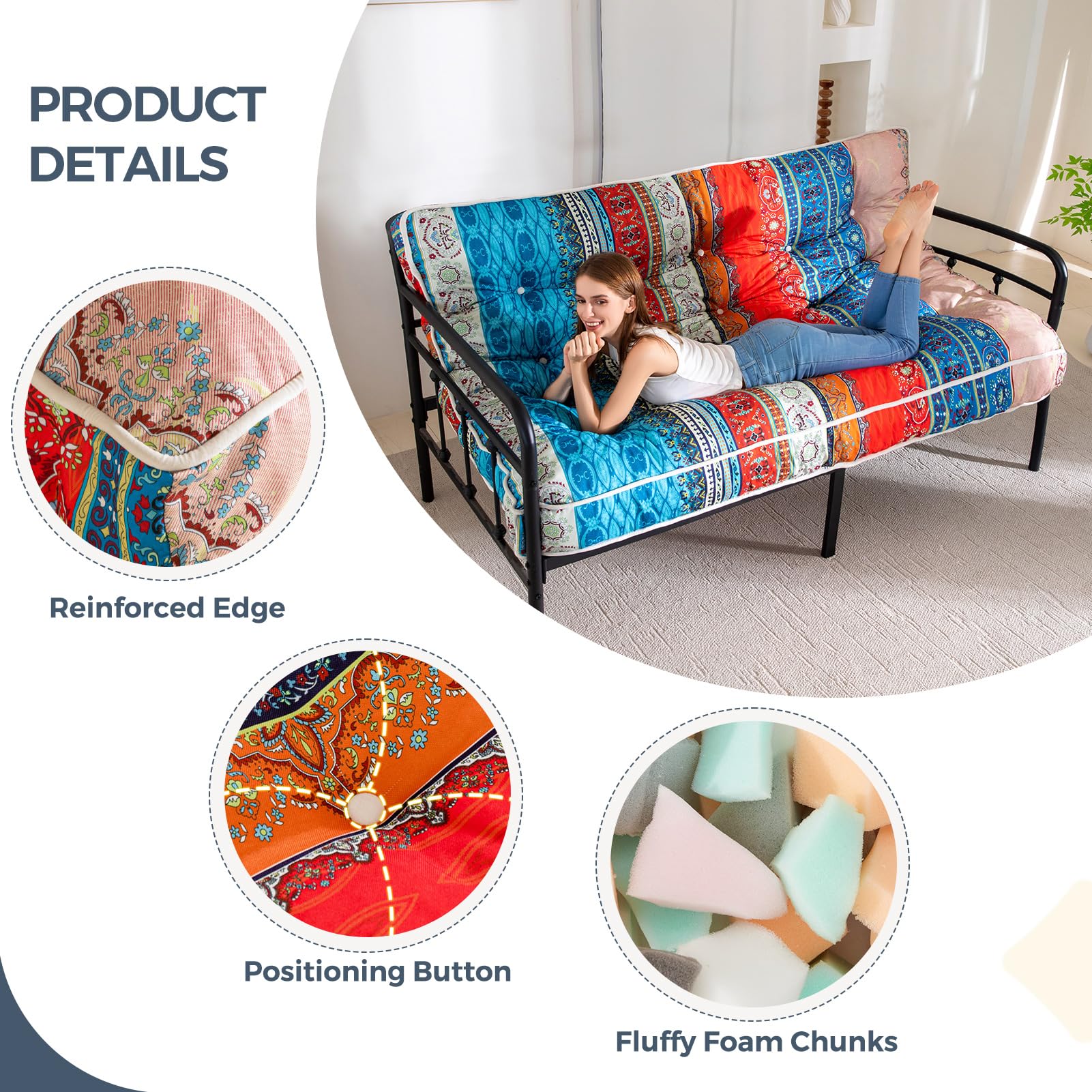MAXYOYO 6 Inch Futon Mattress Full Size - Thickened Sofa Bed & Floor Mattress for Guest Room, Dorm, or Small Space - Comfortable & Versatile Sleeping Solution