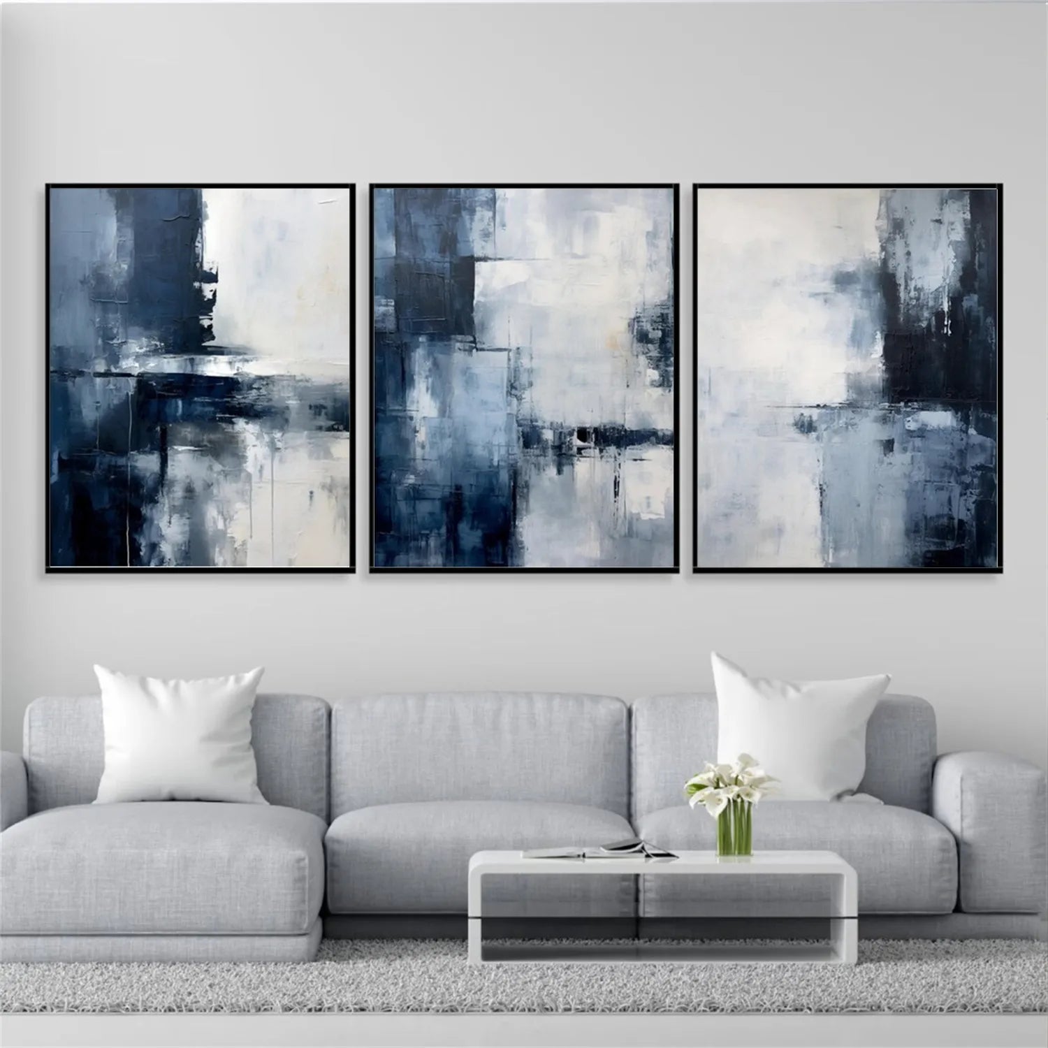Abstract Painting Set of 3 - Modern Wall Art Canvas Prints #AB216 for Living Room, Bedroom & Office Decor