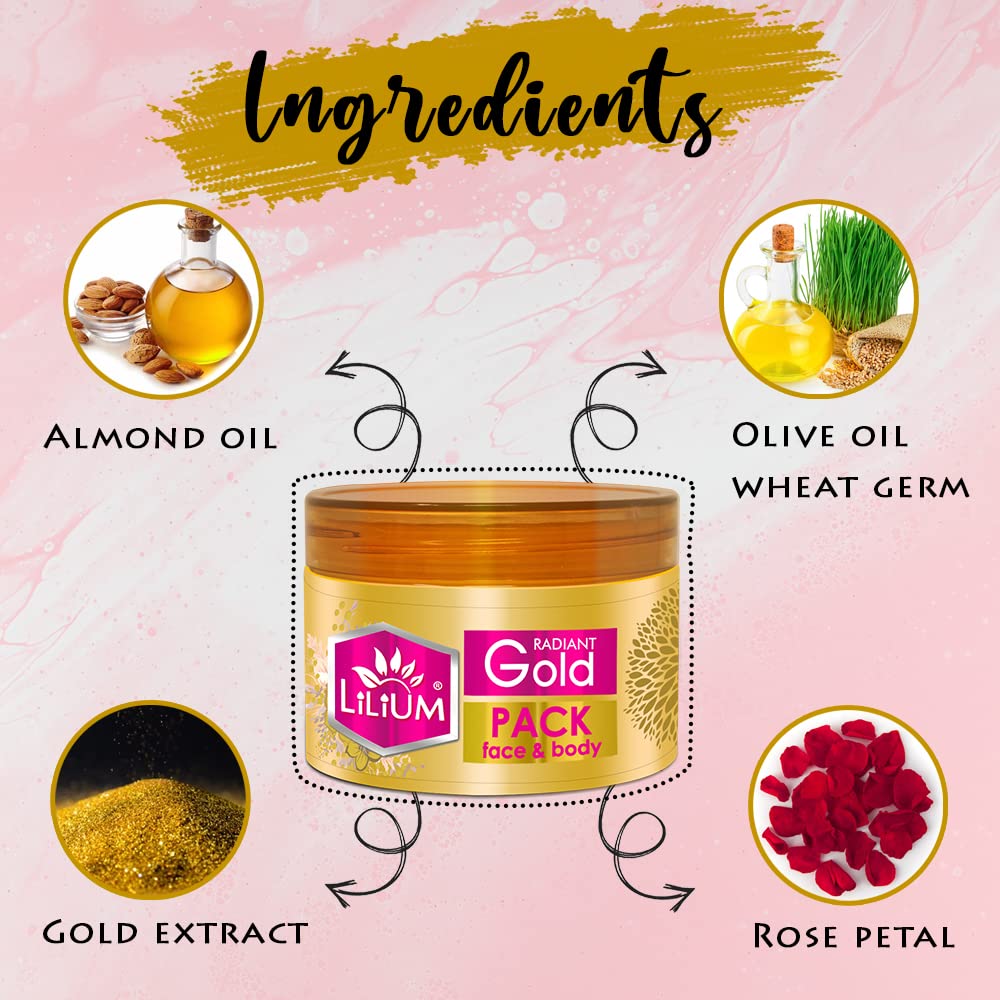 Lilium Gold Face Pack - 250gm Natural Skin Brightening & Glow Treatment for Radiant Complexion | Perfect for Daily Skincare & Spa Nights