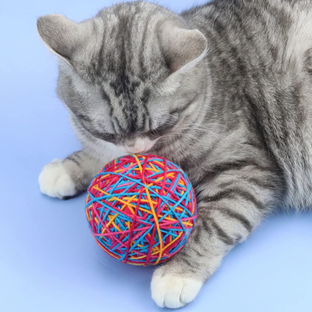 POPETPOP Self-Happy Ball Kitten Toys - Interactive Cat Teaser with Sisal & Plush for Teething, Cleaning & Play - Perfect for Indoor Cats, Boredom Relief & Bonding Time