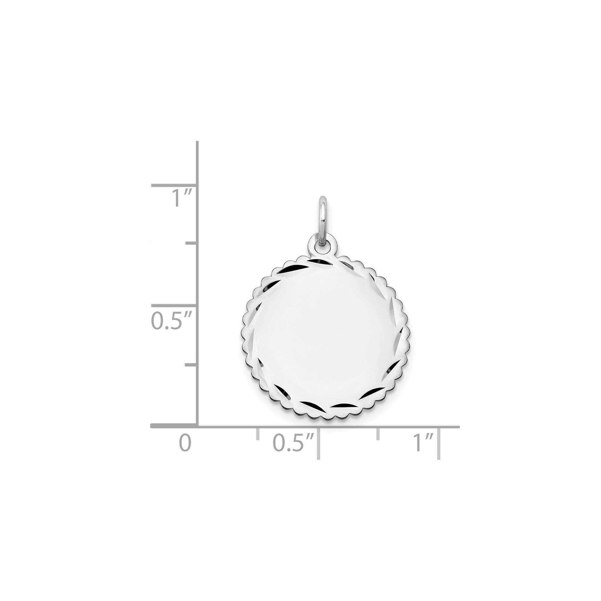 14K White Gold Engravable Scalloped Disc Charm - 0.011 Gauge - Elegant Jewelry for Necklace, Bracelet & Gift Giving - Perfect for Engraving Special Dates & Messages