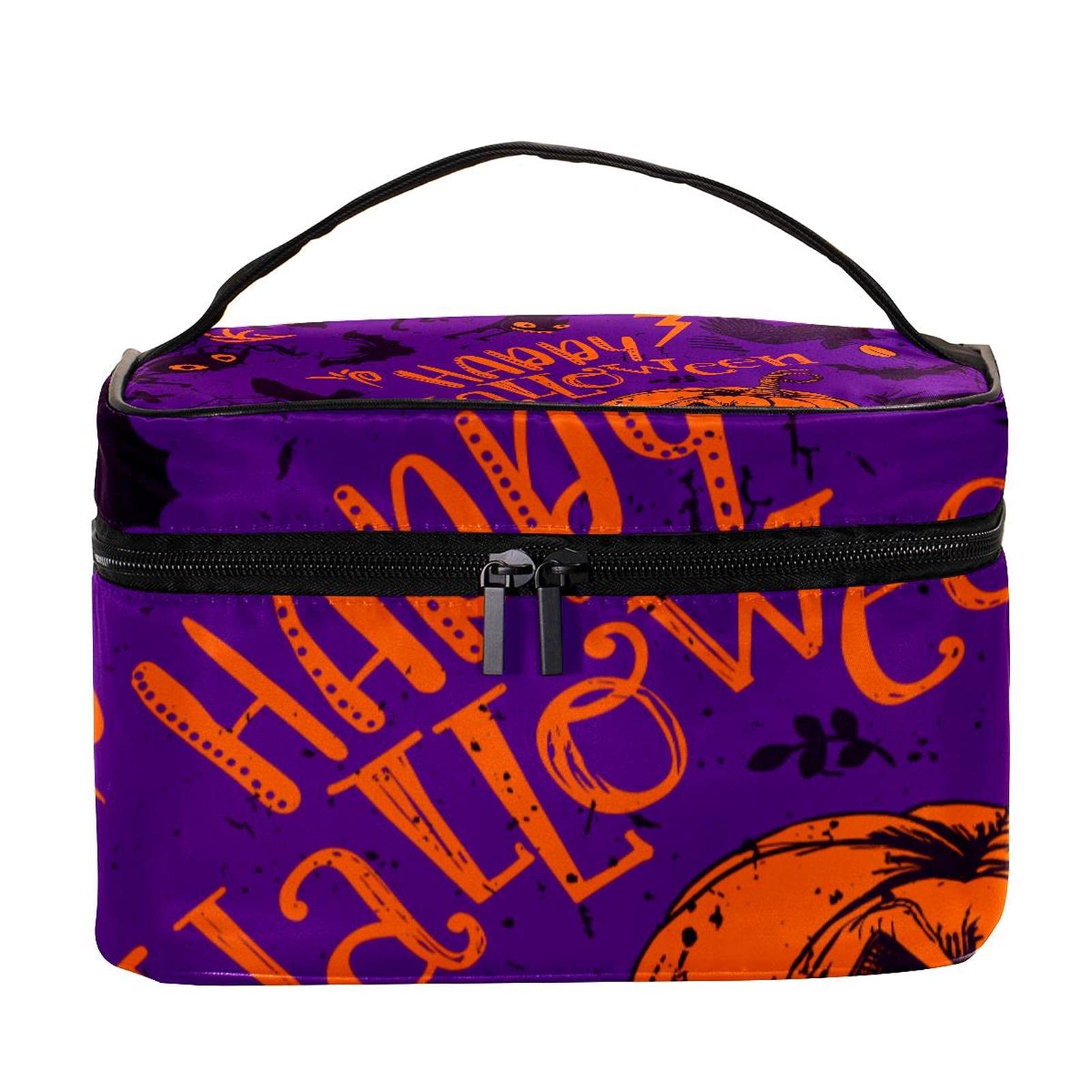 Halloween Themed Large Travel Makeup Bag - Waterproof Cosmetic Organizer with Zipper for Women & Girls - Perfect for Travel, Gym, and Daily Use