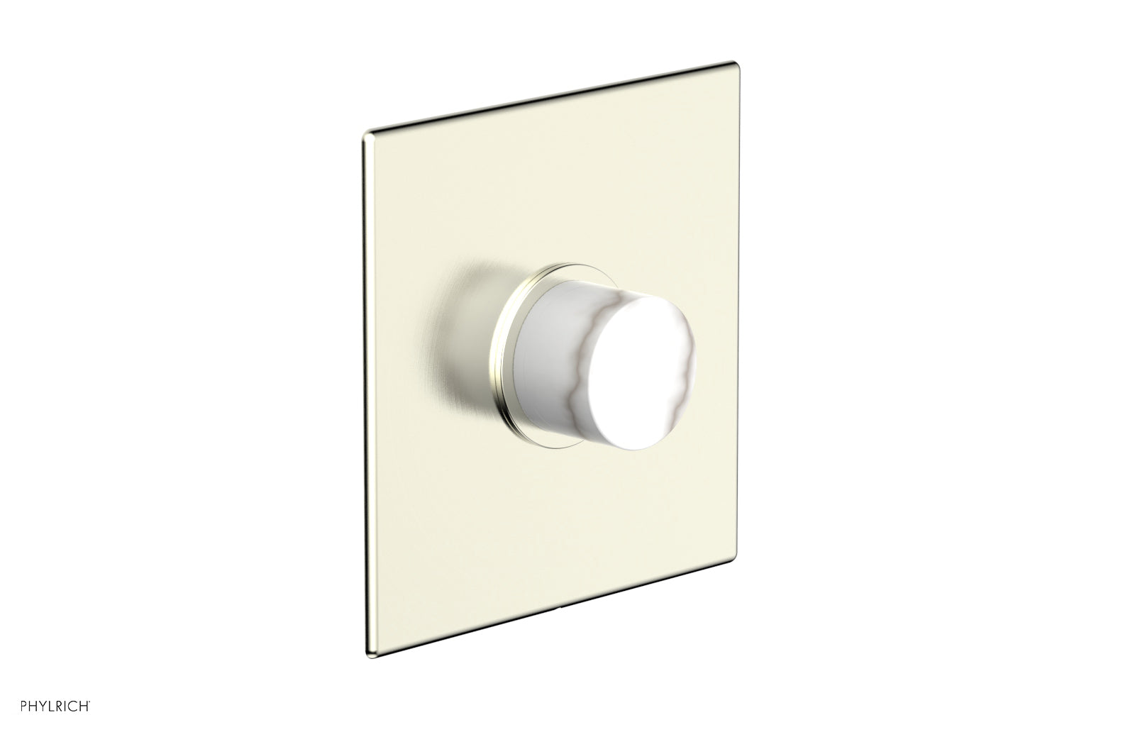 Premium Square Shower Plate with Pressure Balance Valve & White Marble Handle Trim - 4