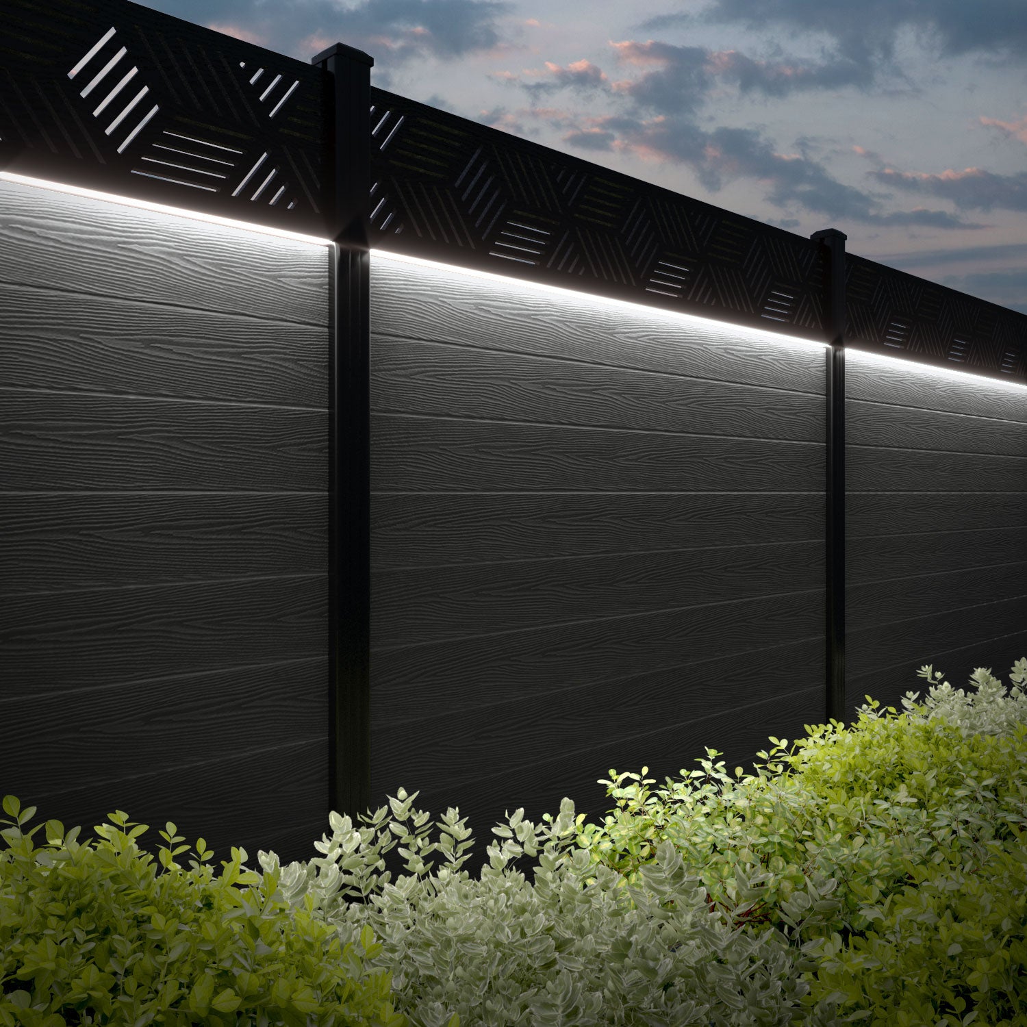 Classic Cubed Fence Panel - Dark Grey Composite Fencing with Durable Posts | Perfect for Backyard Privacy, Garden Borders & Patio Enclosures