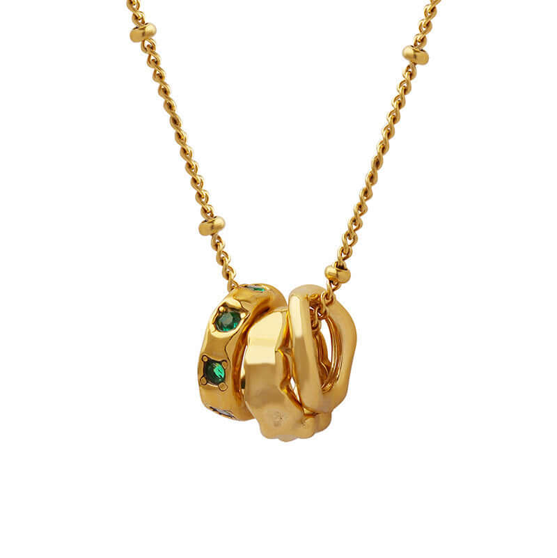 18K Gold Plated Connected Rings Charm Necklace for Women | Elegant Layering Jewelry Gift for Anniversary, Birthday & Valentine's Day | X1411