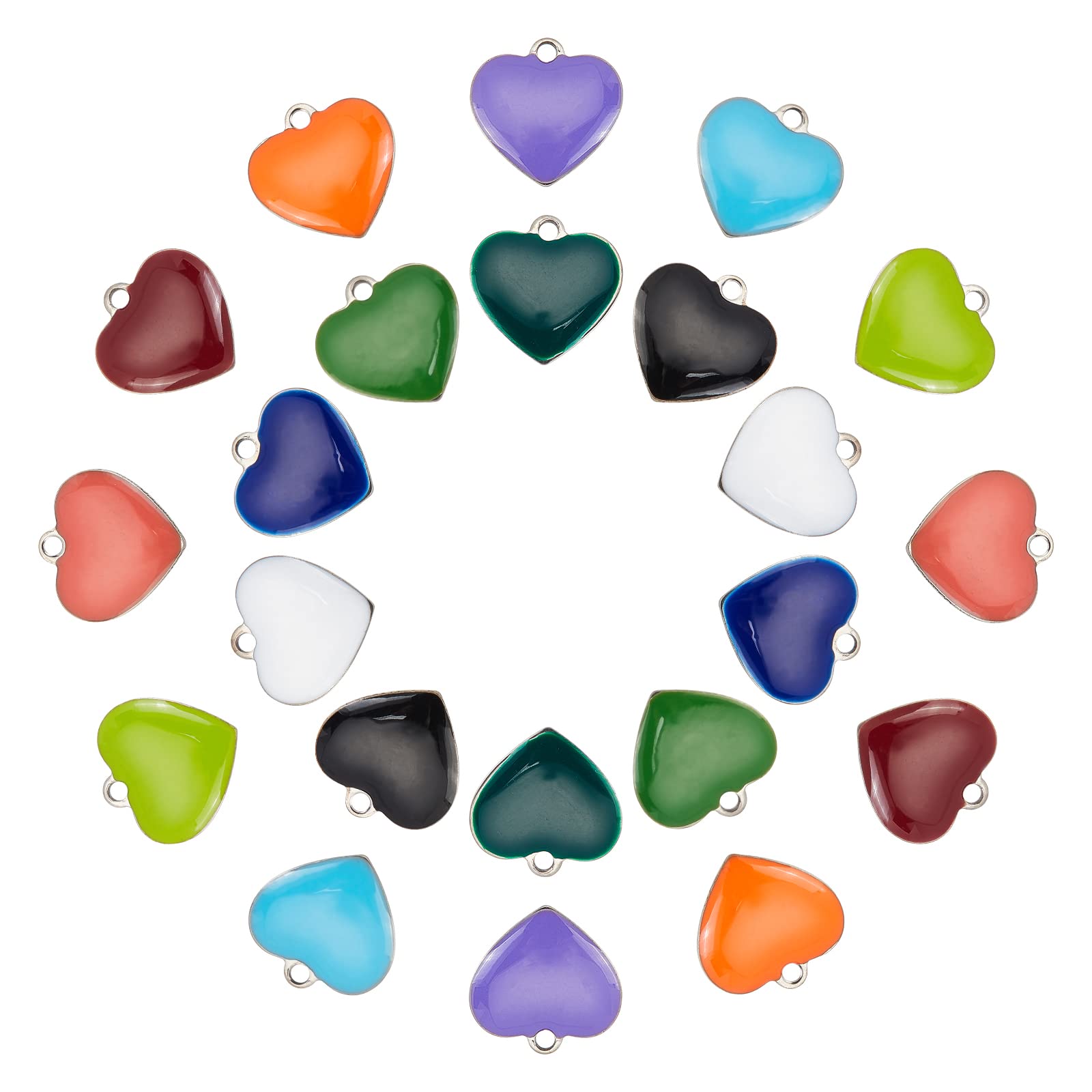 DICOSMETIC 44Pcs 11 Colors Stainless Steel Heart Shape Enamel Charms - Colorful Metal Heart Beads for DIY Bracelet & Necklace Making (1.5mm Hole) - Perfect for Jewelry Crafting, Gift Packaging & Scrapbooking Projects