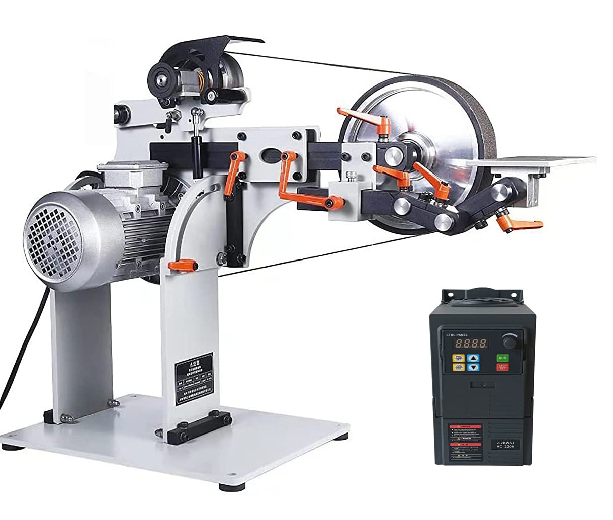 TECHTONGDA 72-Inch Variable Speed Belt Sander Grinder with 3 Grinding Wheels - Vertical & Horizontal Metal/Woodworking Tool for Knives, Cutting Tools (220V) - Perfect for DIY Projects, Wood Shaping & Metal Polishing